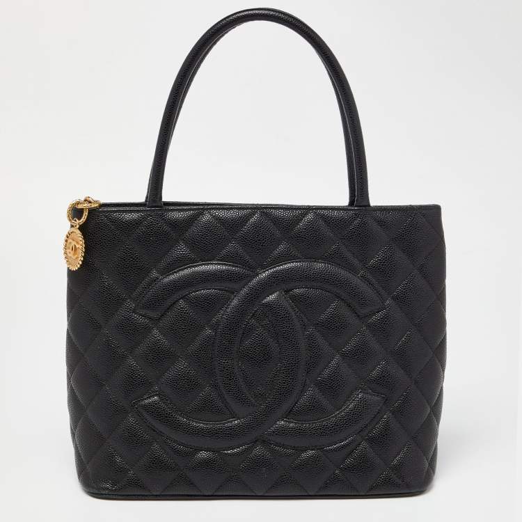 Chanel Chanel Black Quilted Caviar Leather Medallion Bag ASCLC1844