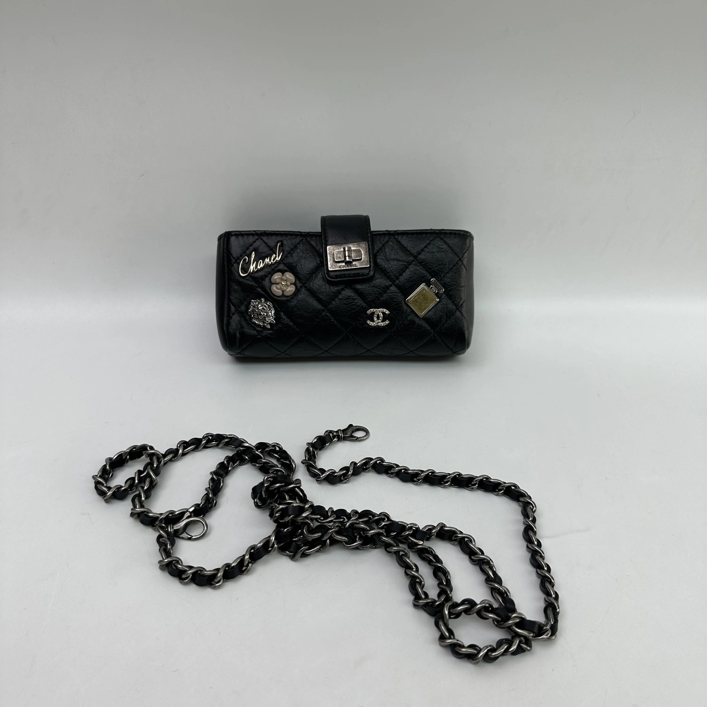 Chanel Chanel Black Quilted Lucky Charms Phone Holder C351255