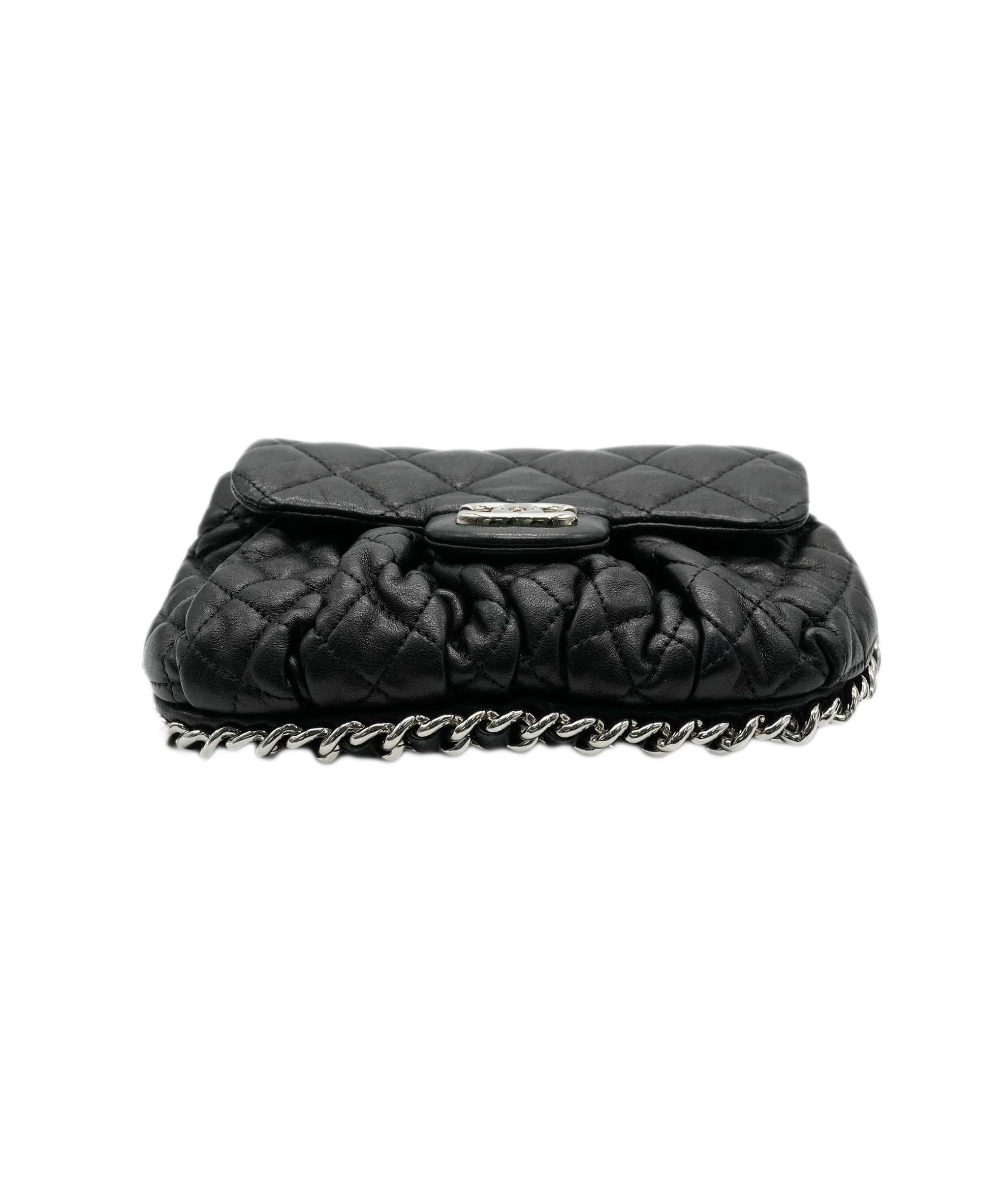 Chanel Chanel Black Washed Lambskin Quilted Chain Around Messenger ABC0564