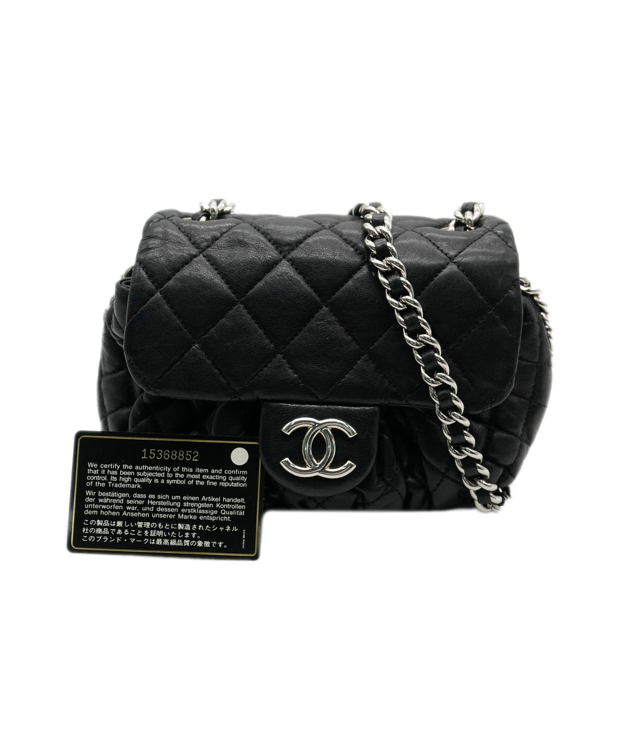 Chanel Chanel Black Washed Lambskin Quilted Chain Around Messenger ABC0564