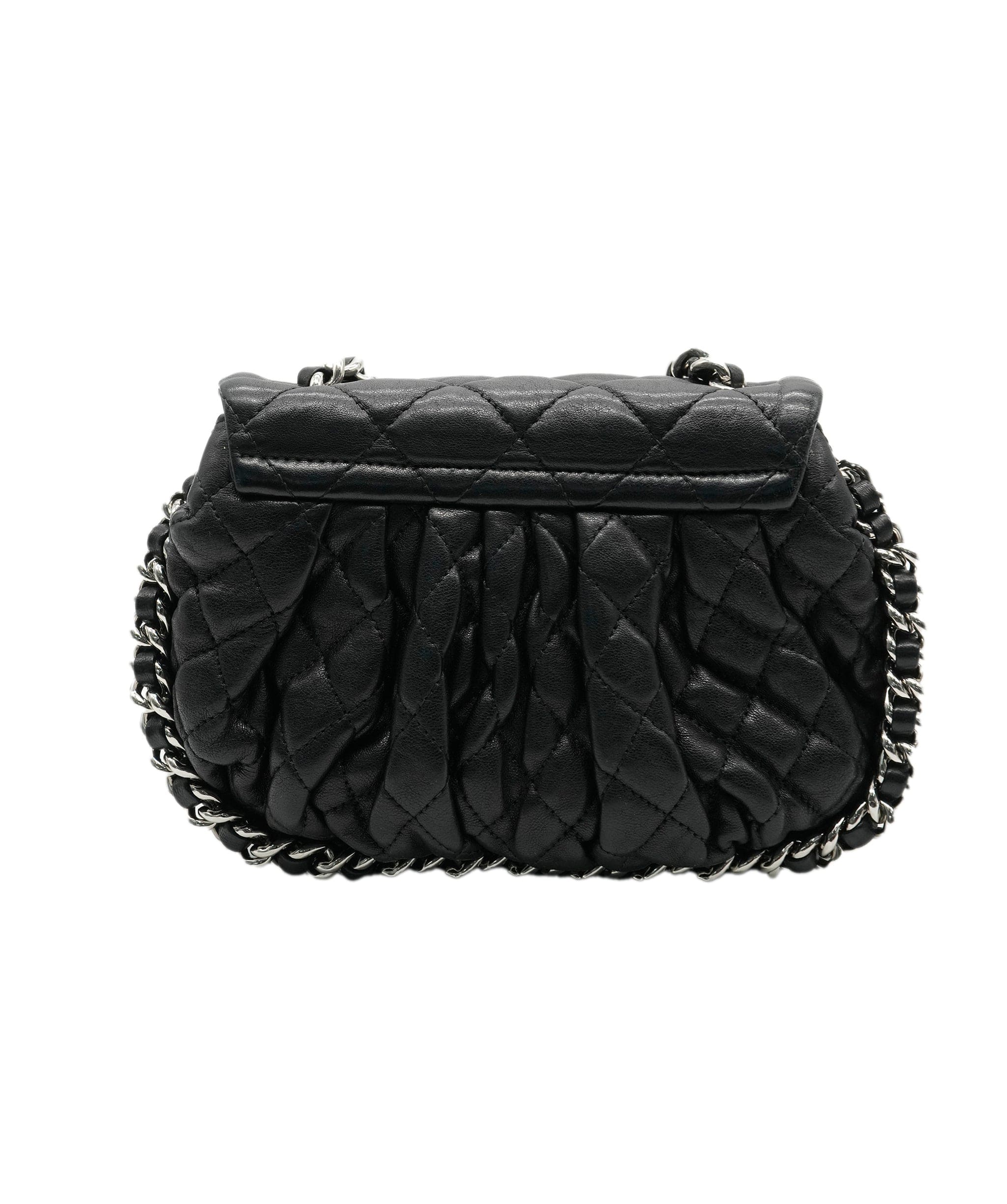 Chanel Chanel Black Washed Lambskin Quilted Chain Around Messenger ABC0564