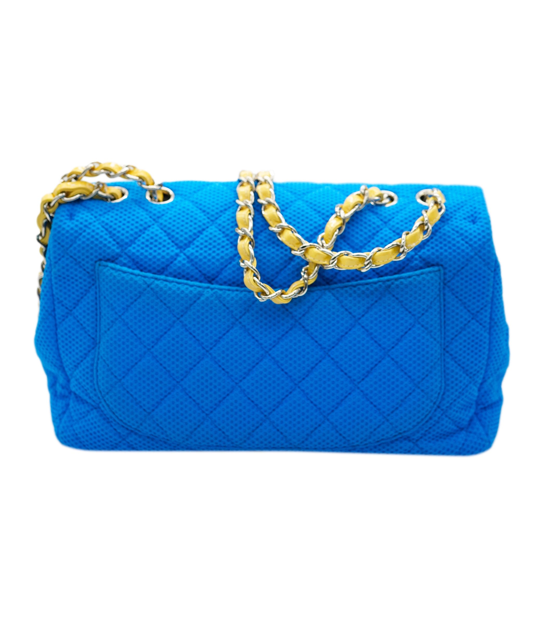 Chanel Chanel Blue Fabric Jumbo with Yellow Strap  ALC1598