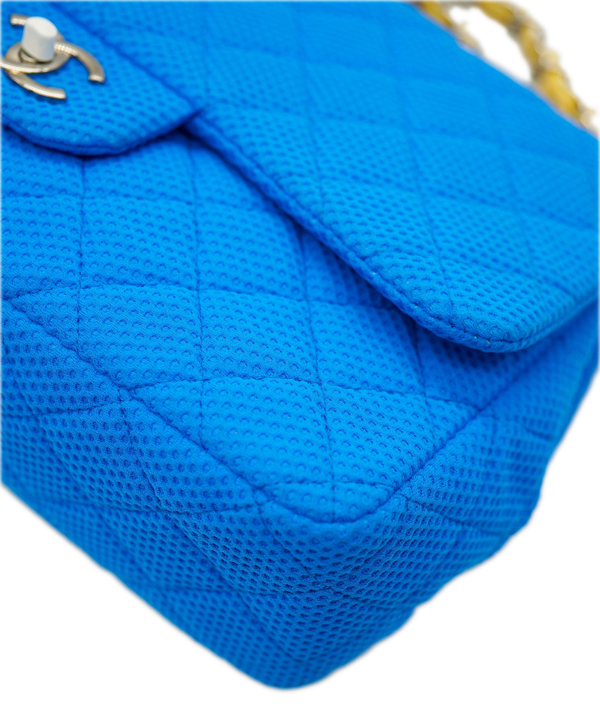 Chanel Chanel Blue Fabric Jumbo with Yellow Strap  ALC1598