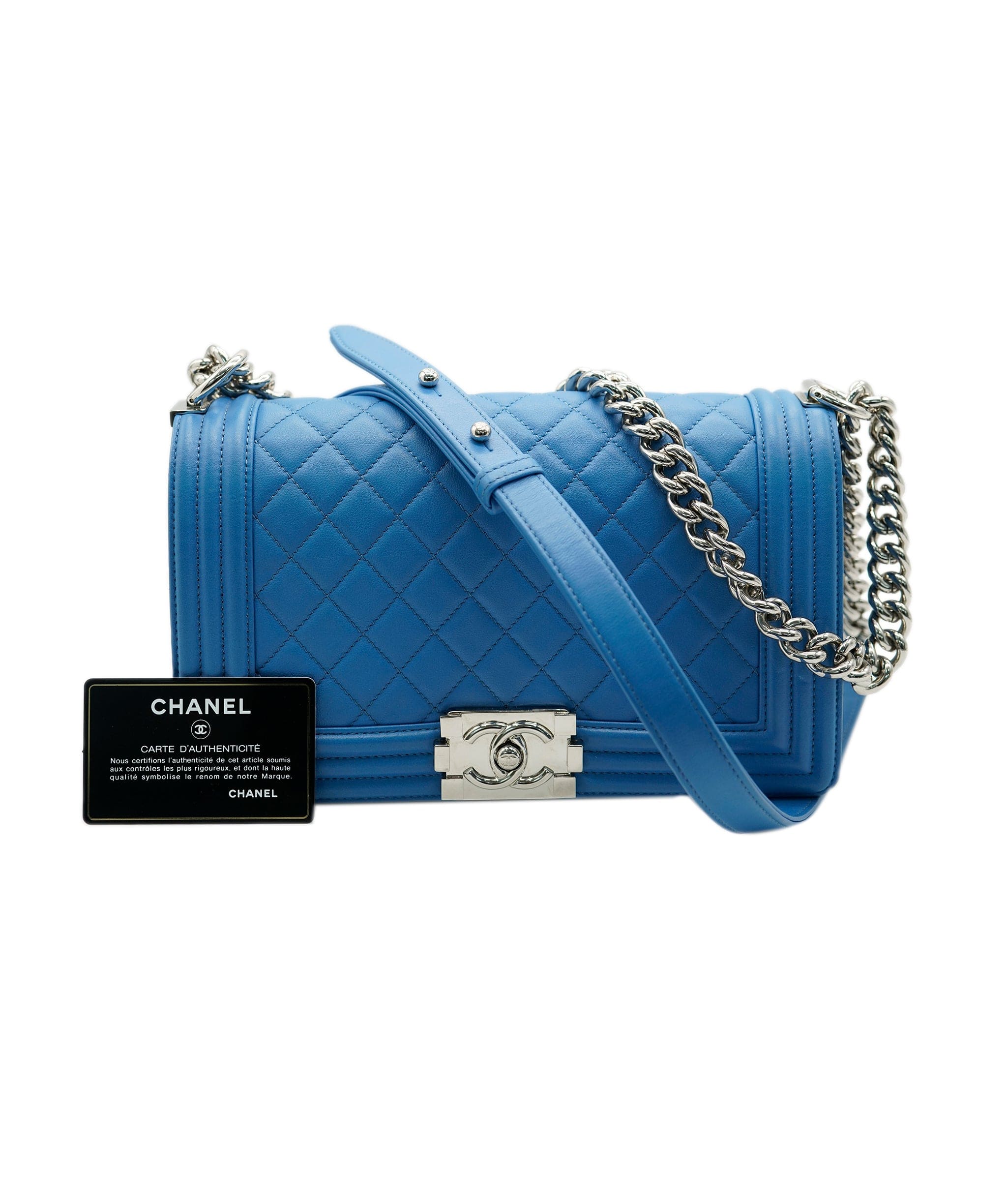 Chanel Chanel Blue Leather Medium Boy Bag ASC2079