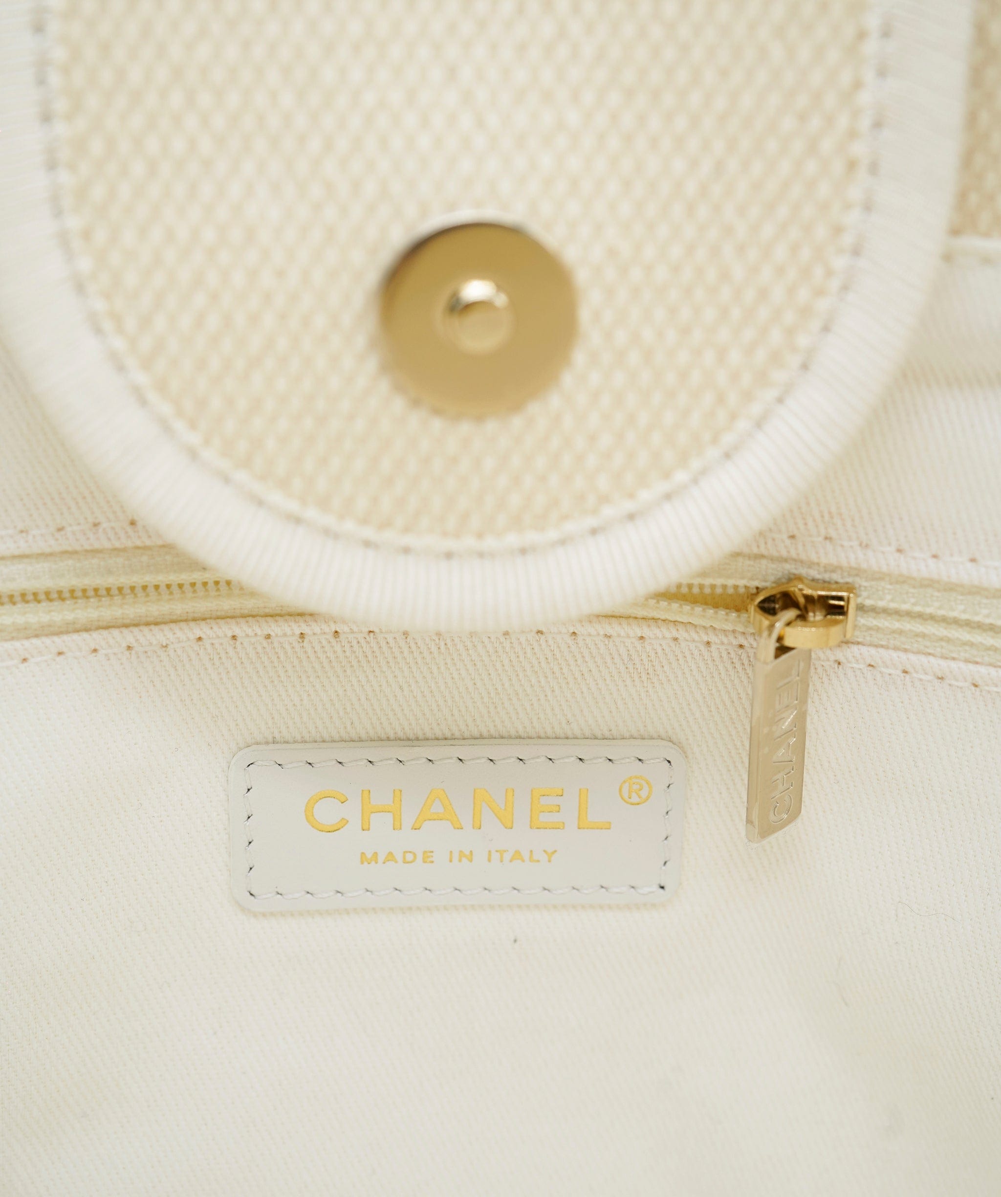 Chanel Chanel Canvas Deuville Beige and Tan Pearl Tote ALC1125