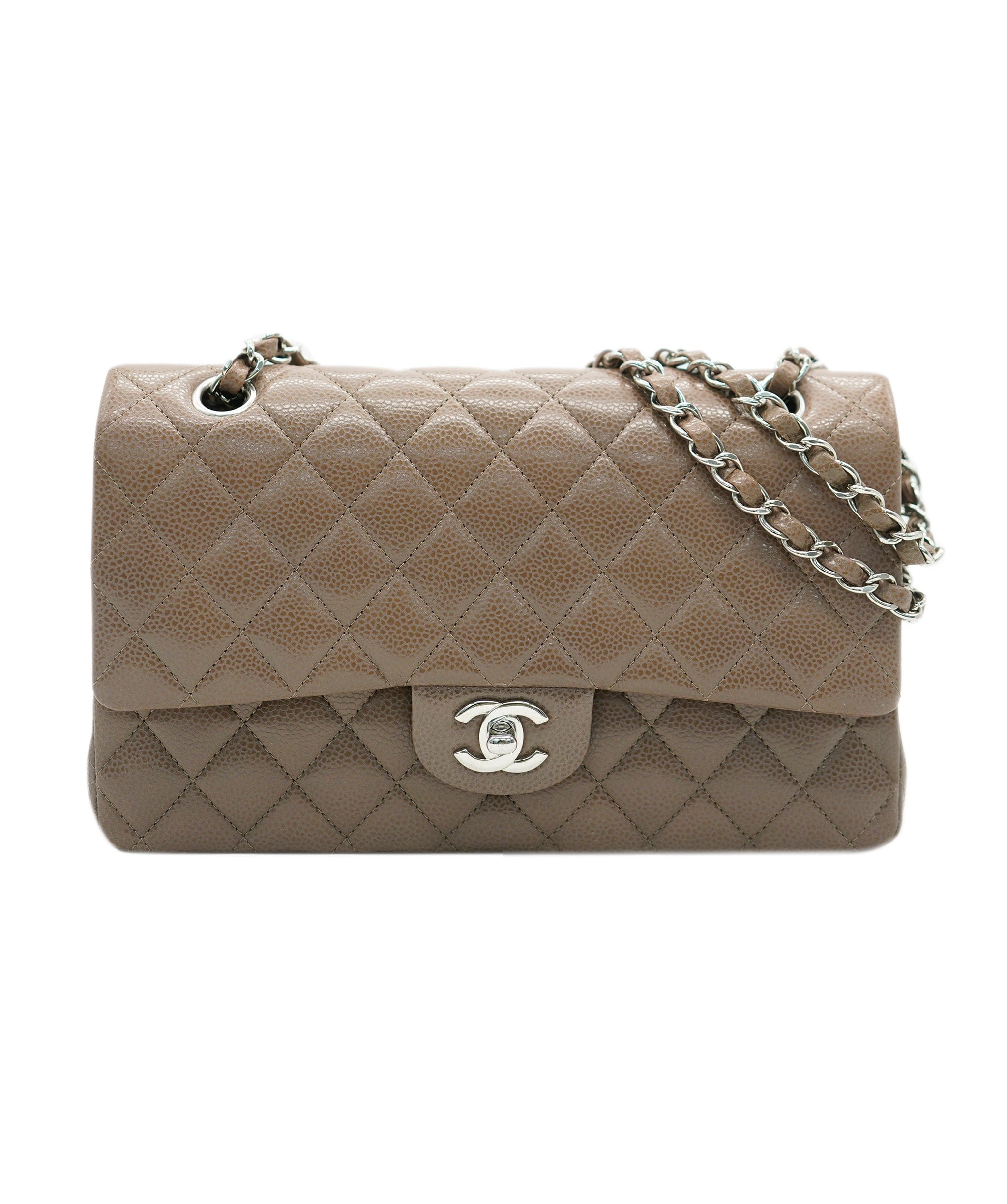 Chanel Chanel caviar light brown classic flap with SHW - AJC0790