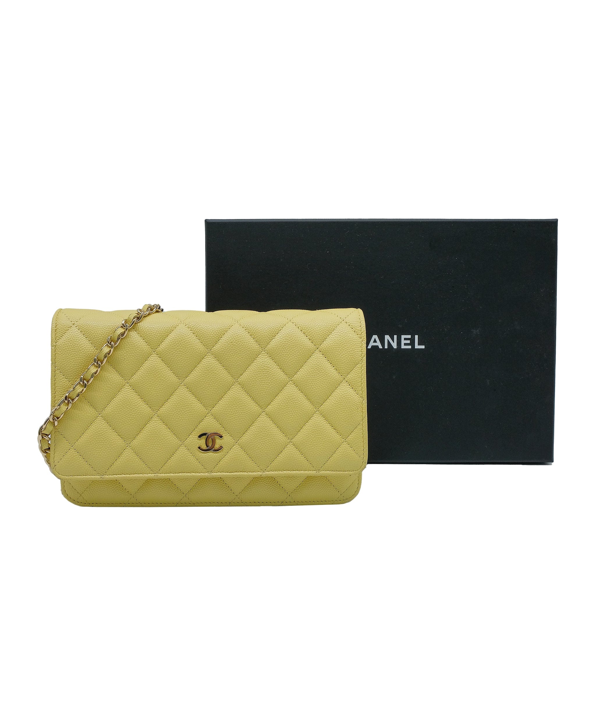 Chanel Chanel Caviar Wallet On Chain Yellow Crossbody Bag RJC3750