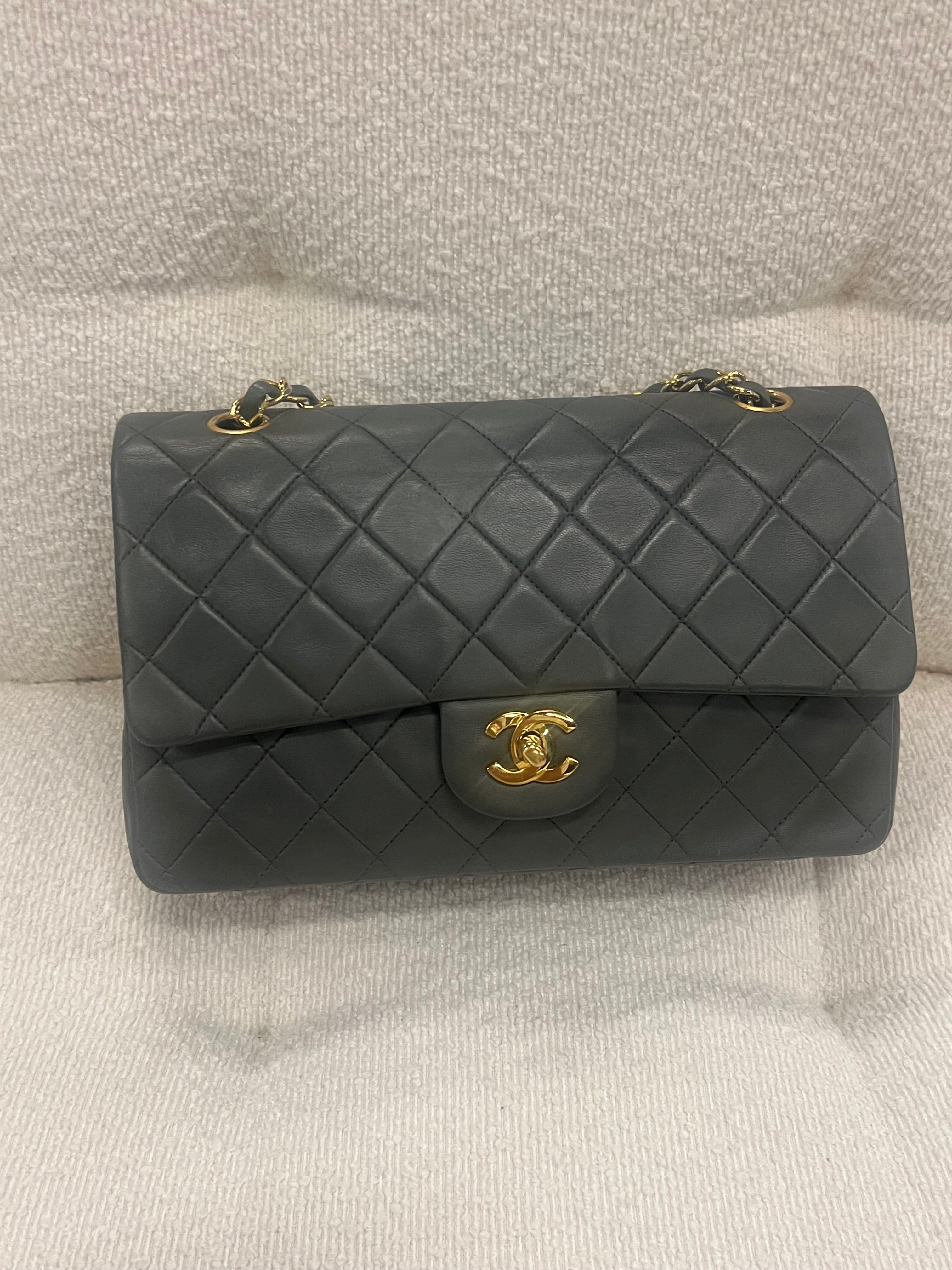 Chanel Chanel Classic Medium Lamb GHW Grey DXBS2338