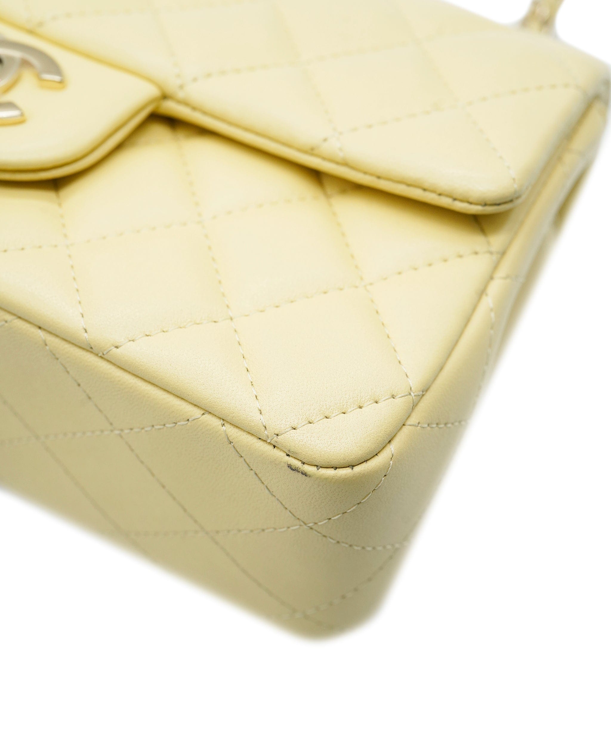 Chanel Chanel Classic Mini Rectangle Pale Yellow Lambskin GHW #30 ASL10538