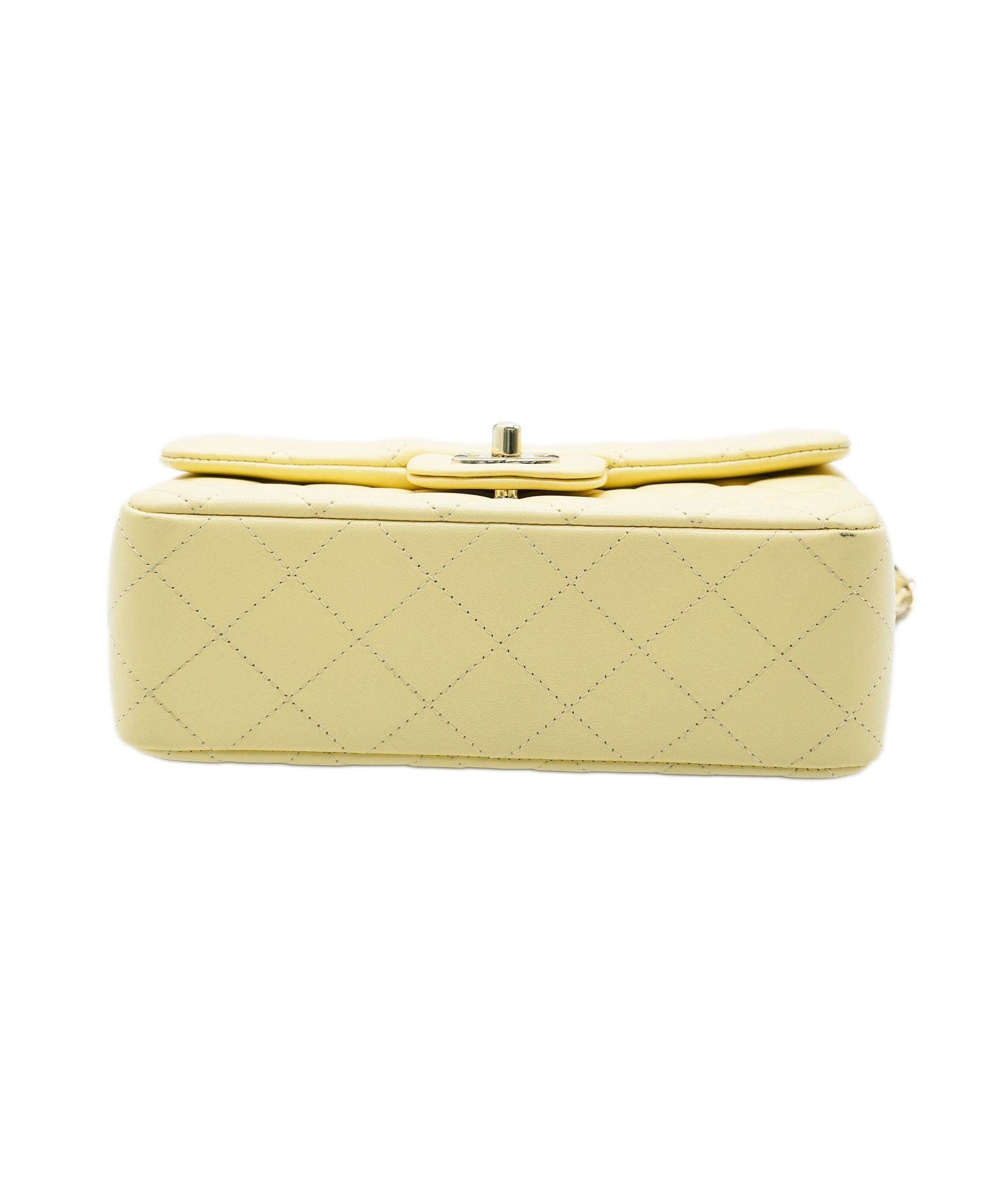 Chanel Chanel Classic Mini Rectangle Pale Yellow Lambskin GHW #30 ASL10538