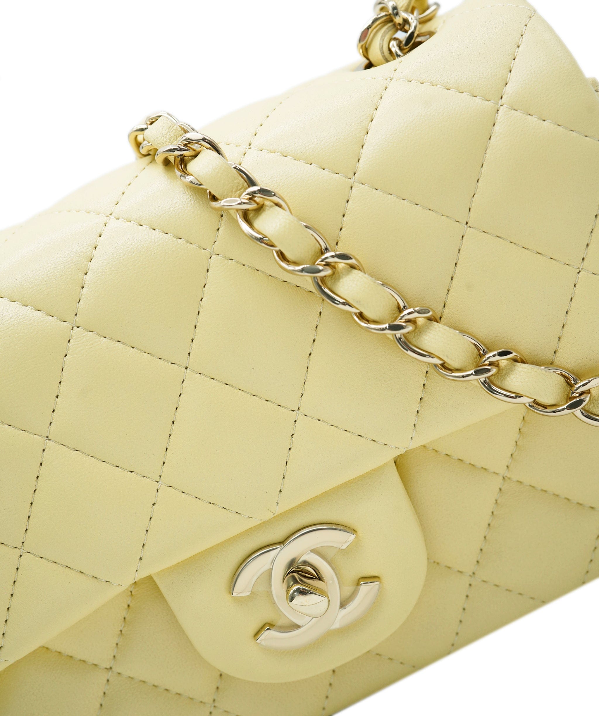 Chanel Chanel Classic Mini Rectangle Pale Yellow Lambskin GHW #30 ASL10538