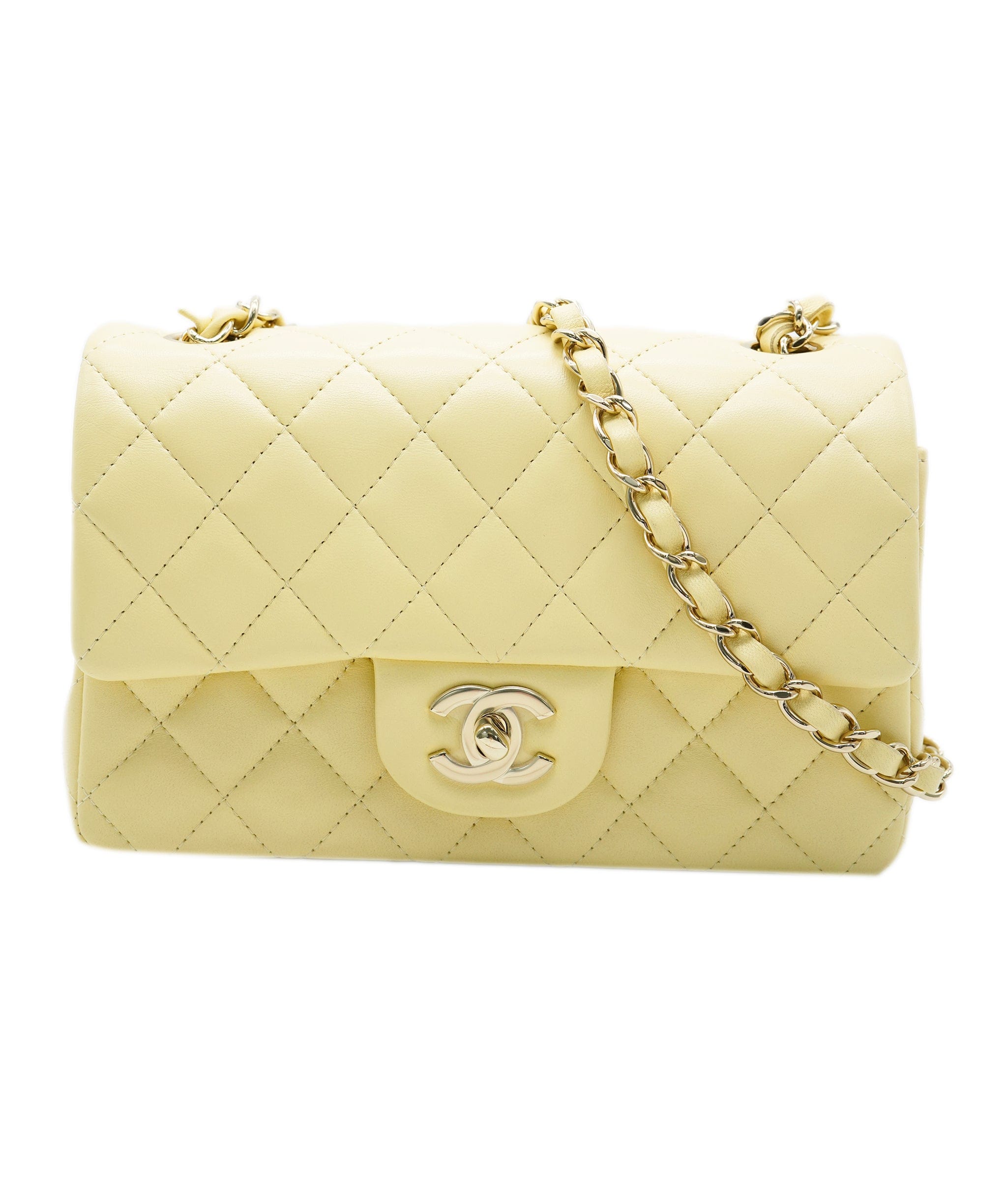 Chanel Chanel Classic Mini Rectangle Pale Yellow Lambskin GHW #30 ASL10538