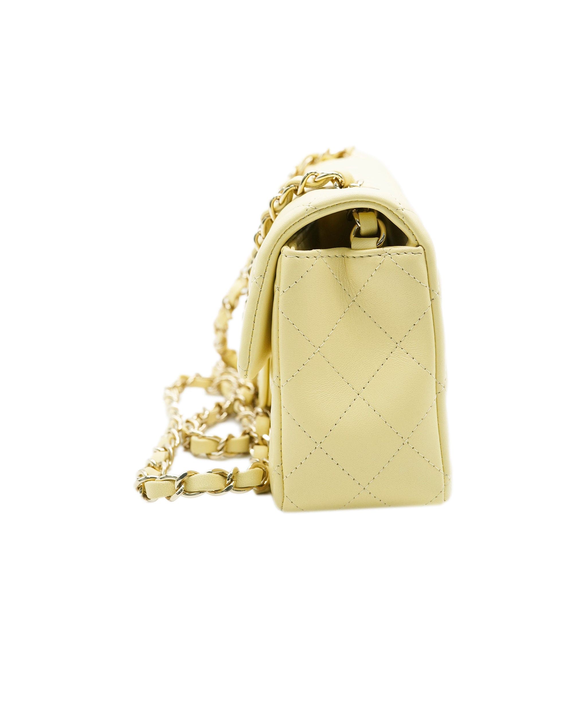 Chanel Chanel Classic Mini Rectangle Pale Yellow Lambskin GHW #30 ASL10538