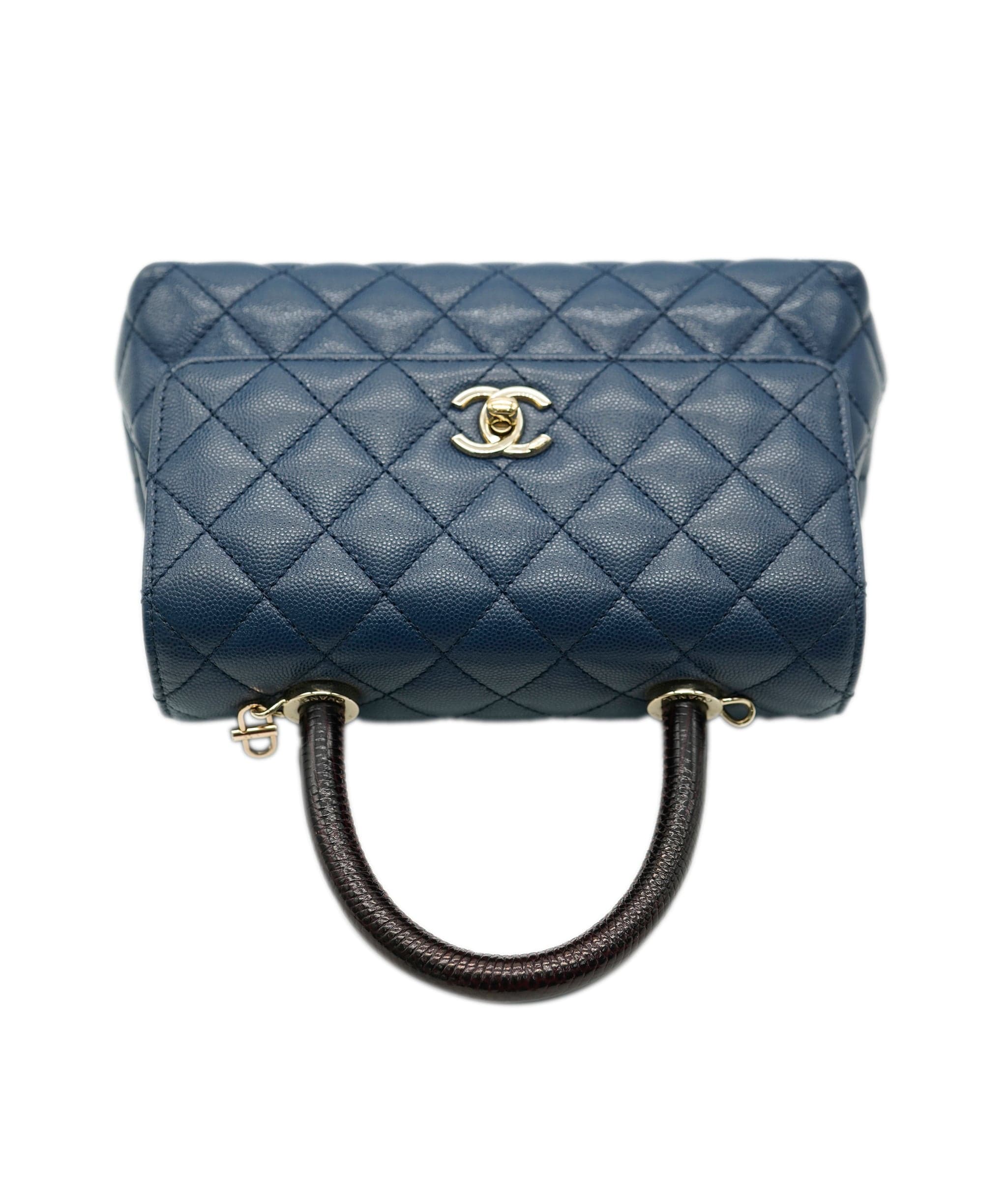 Chanel Chanel Coco Navy Top Handle with Lizard  ALC1342