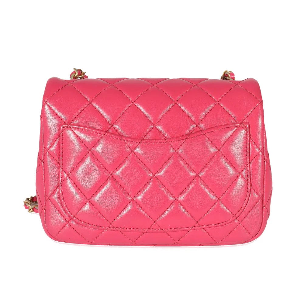 Chanel Chanel Dark Pink Quilted Lambskin Pearl Crush Mini Square Flap Bag DXBS1463