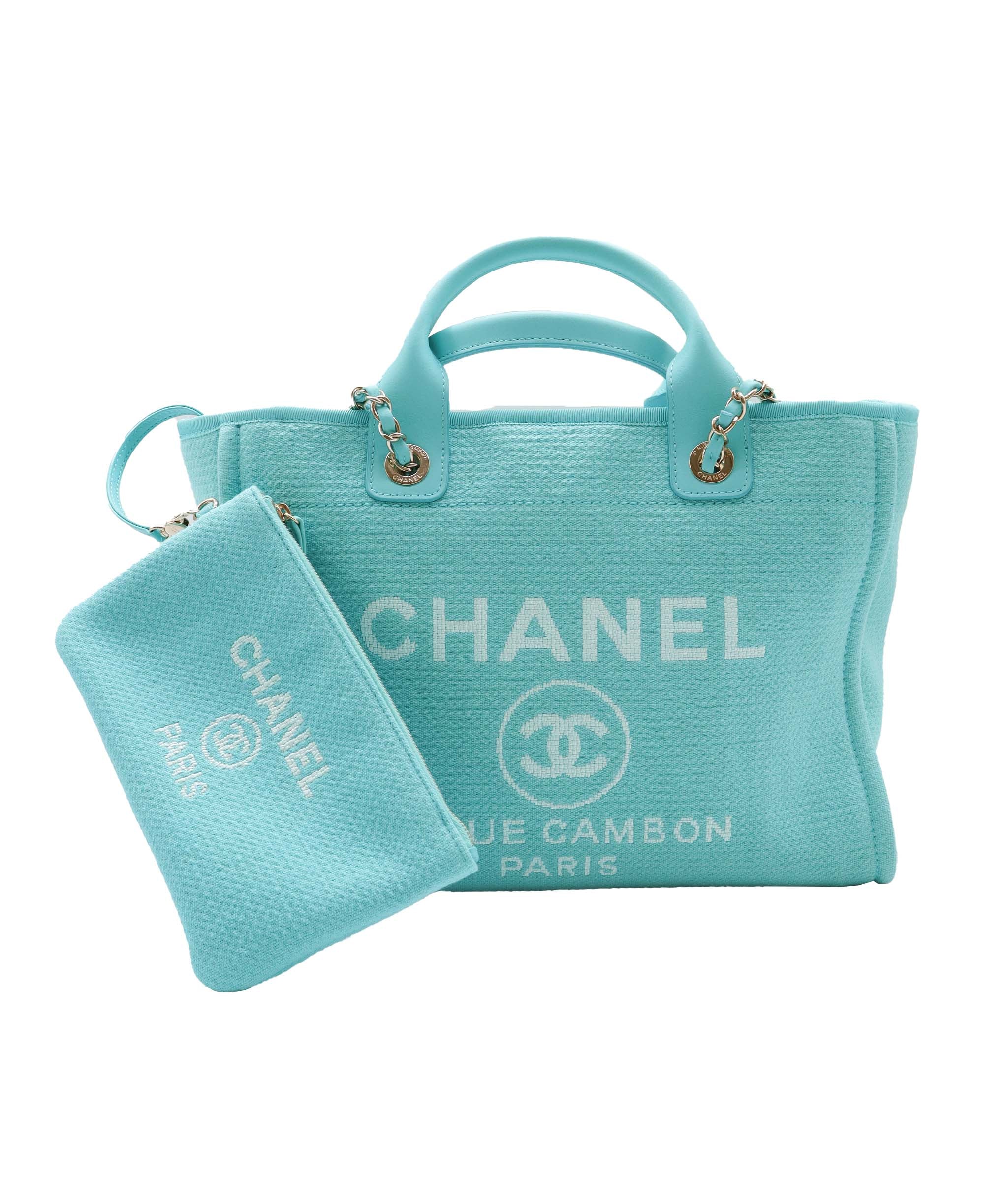 Chanel CHANEL Deauville canvas green tote bag  DXBS0595