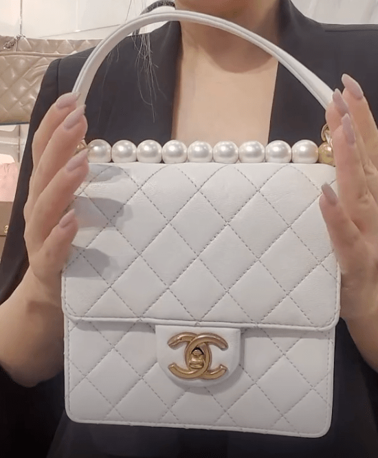 Chanel Chanel Flap Square Pearl White Lambskin Matte GHW 90183390