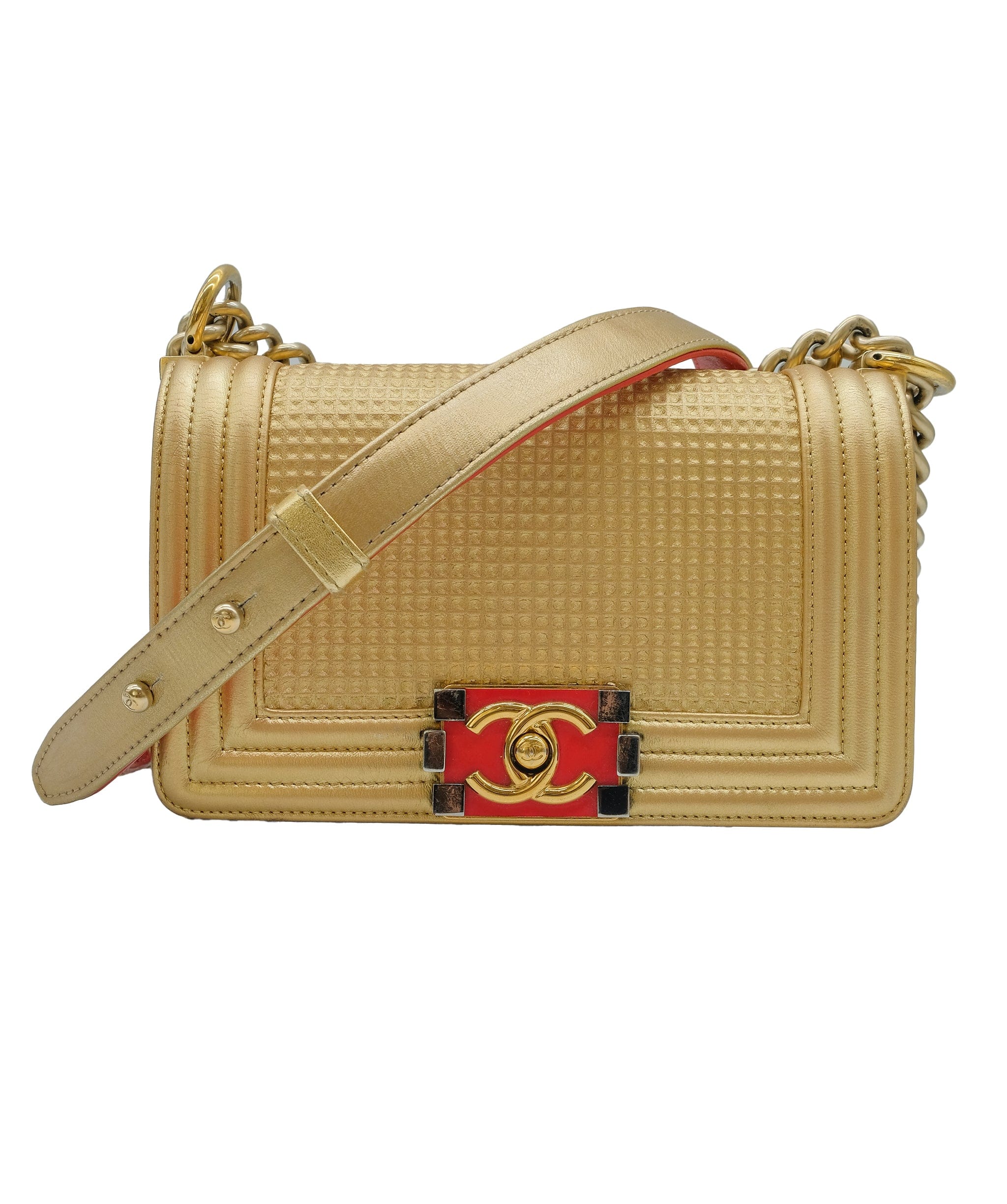 Chanel Chanel Gold Leather Boy Flap Bag Gold Leather ASC5252