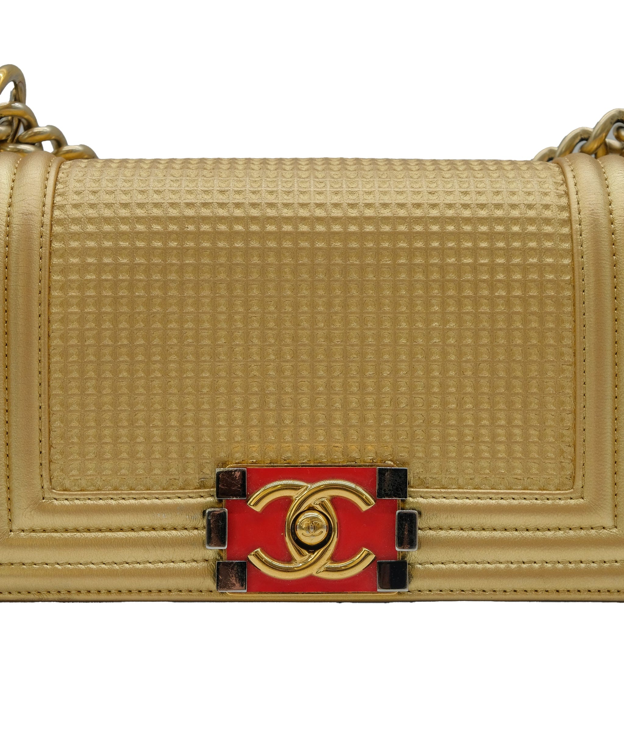 Chanel Chanel Gold Leather Boy Flap Bag Gold Leather ASC5252