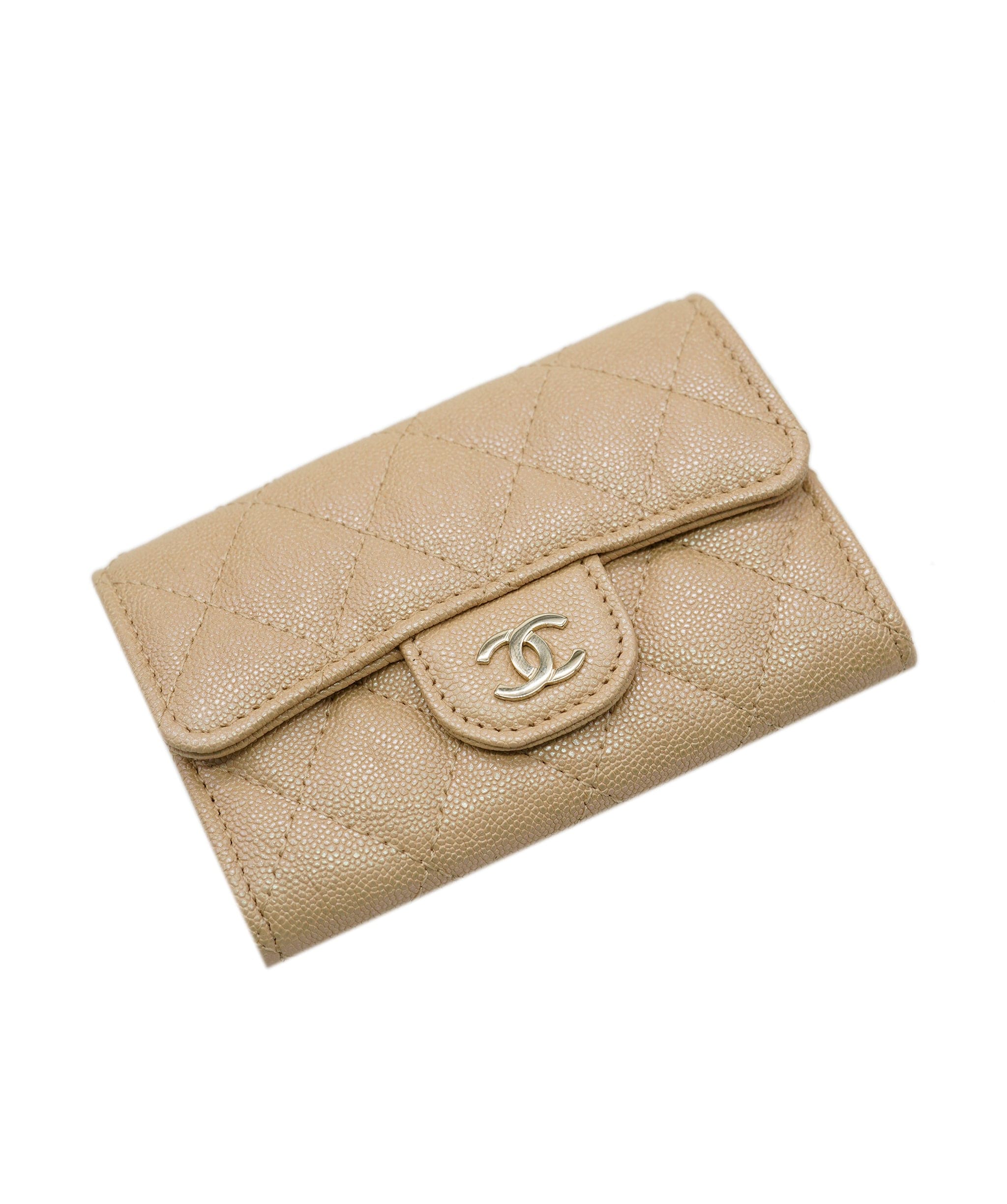 Chanel Chanel Iridescent Beige Caviar Flap Card Holder ASC4298