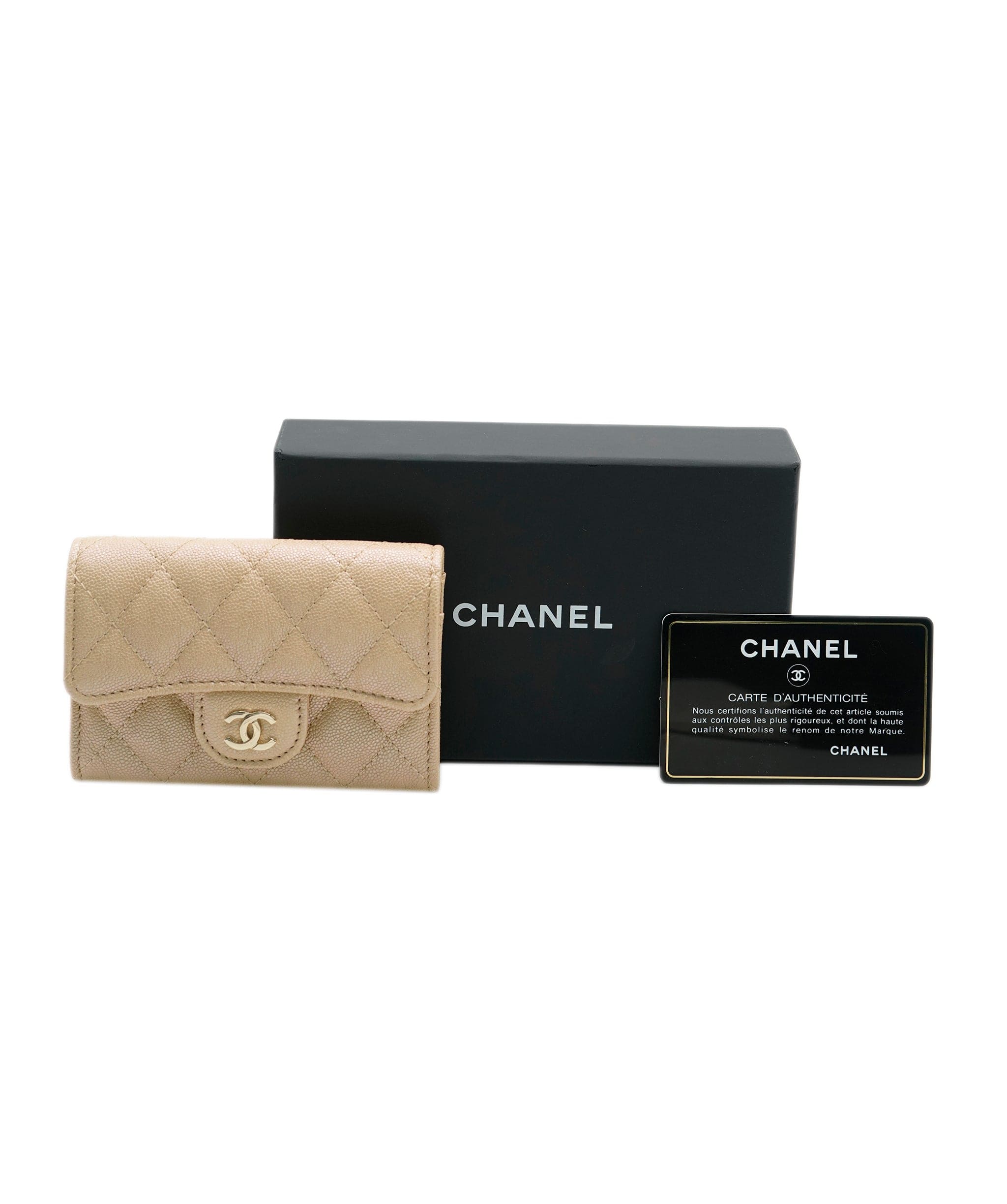 Chanel Chanel Iridescent Beige Caviar Flap Card Holder ASC4298