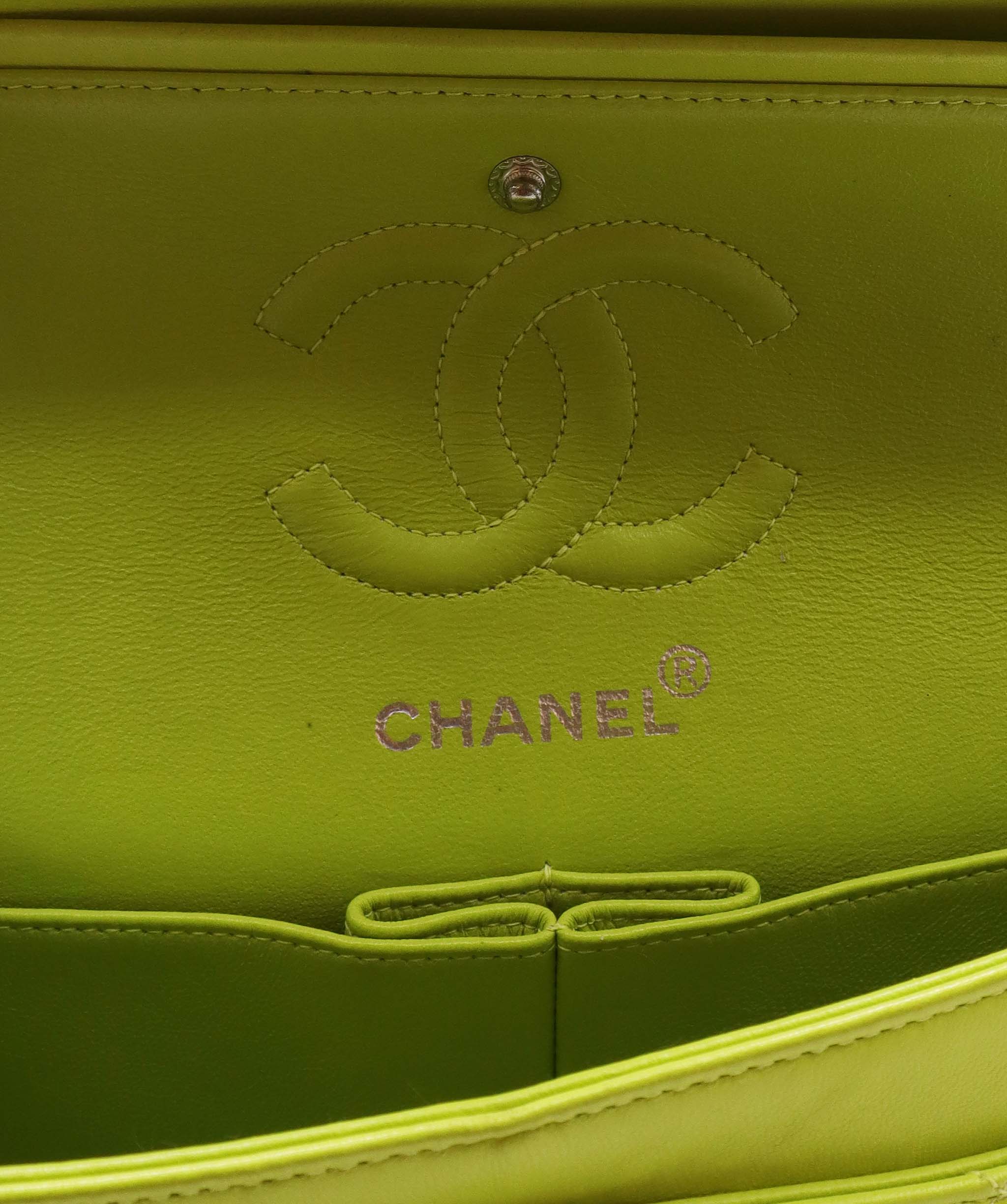 Chanel CHANEL lime lambskin classic flap SHW DXBS0586