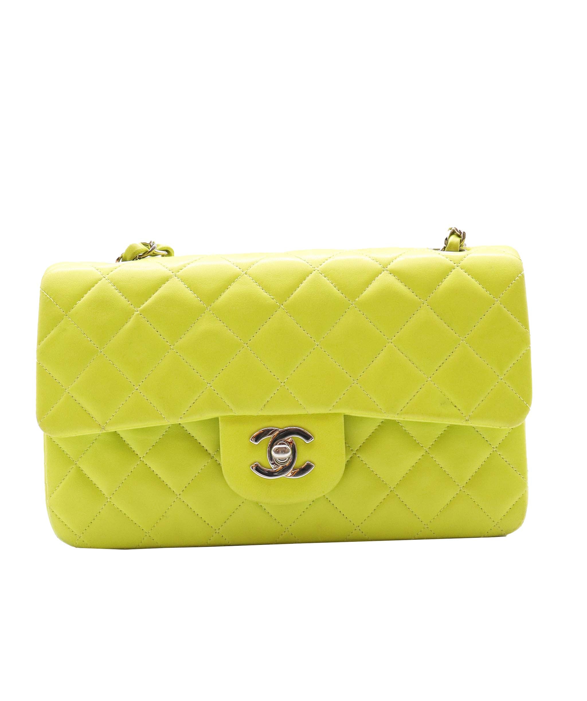 Chanel CHANEL lime lambskin classic flap SHW DXBS0586