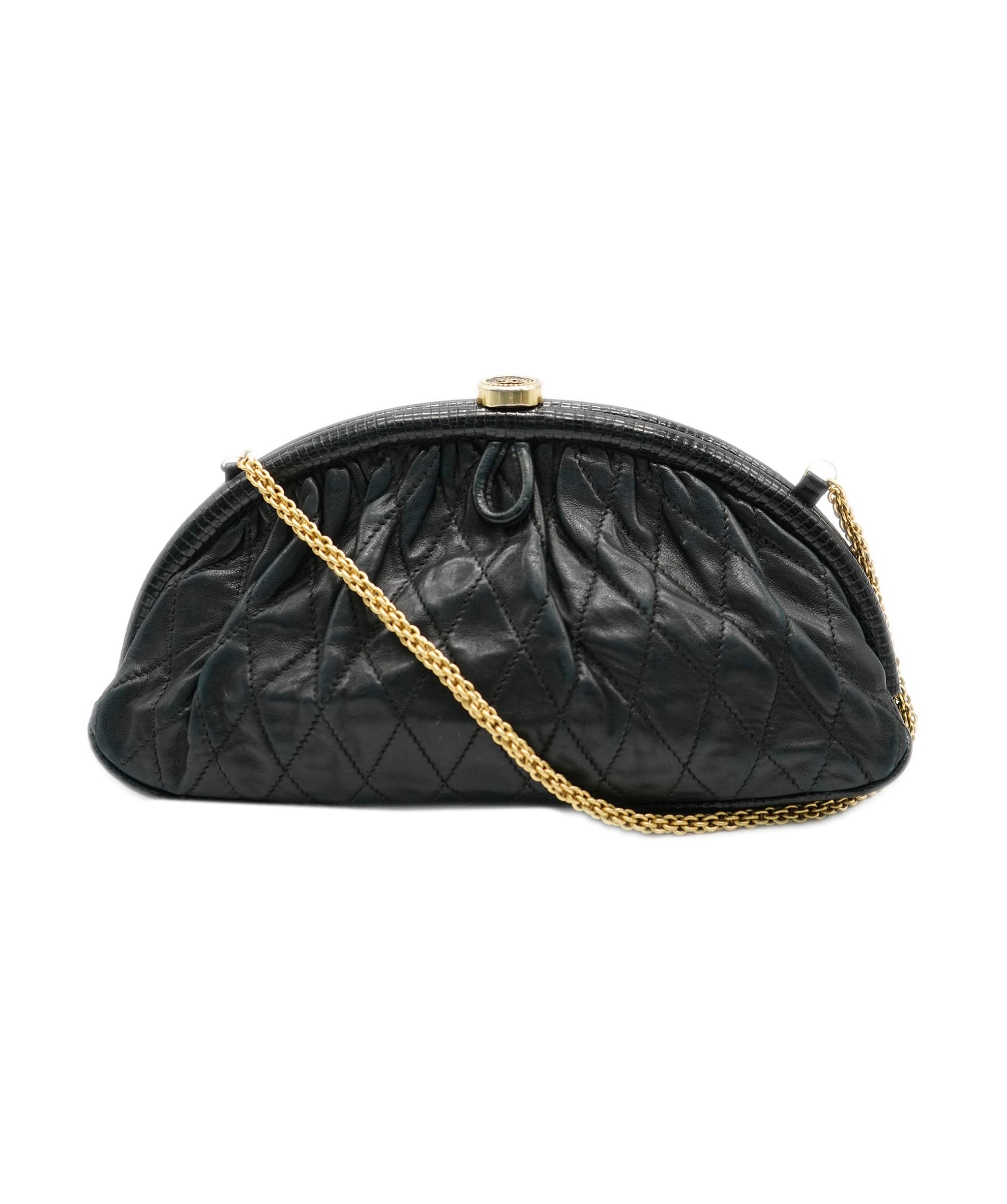 Chanel Chanel Lizard Black Purse ALC1075