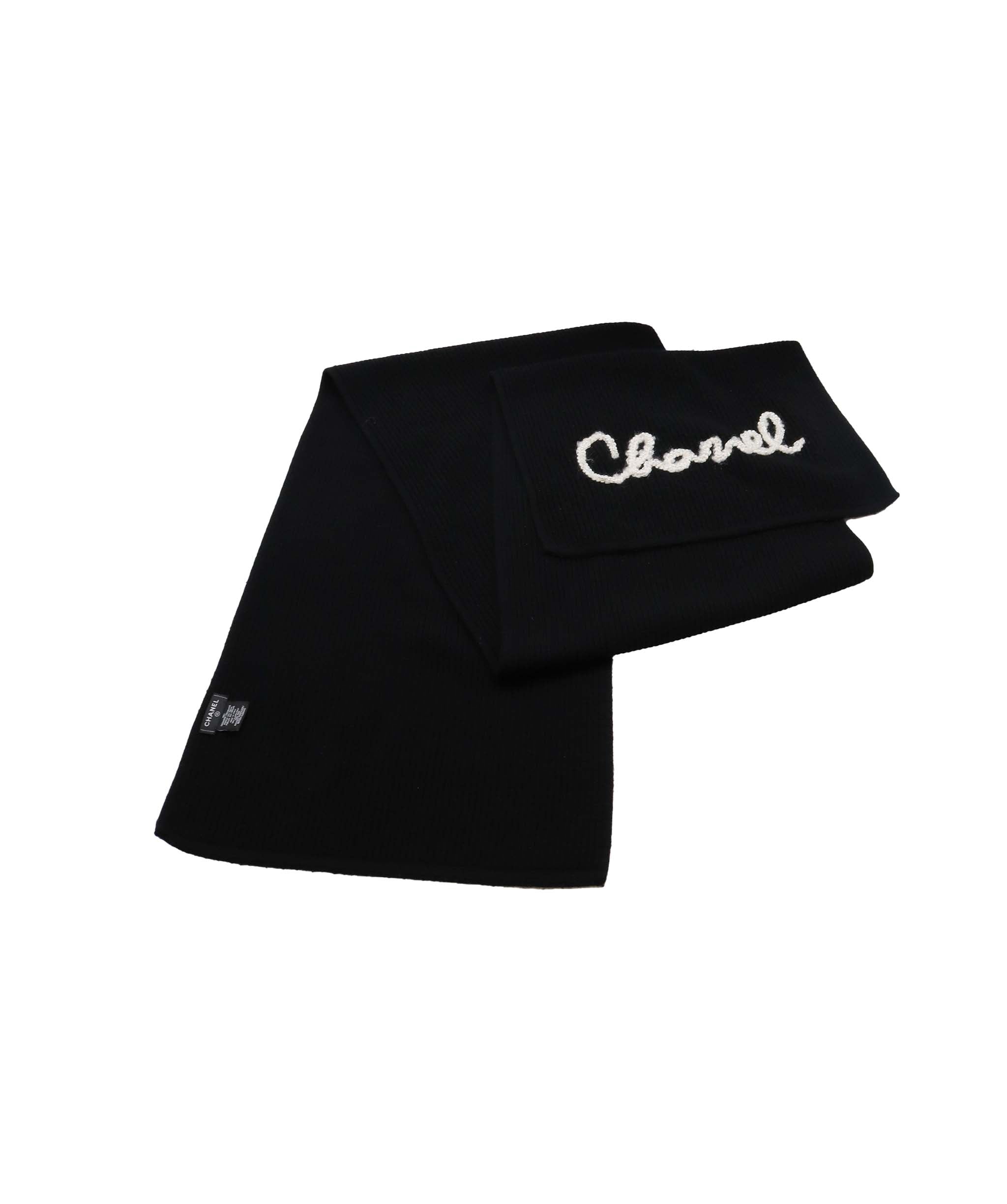 Chanel Chanel Logo Cashmere Knit Scarf Black - DXBS1282