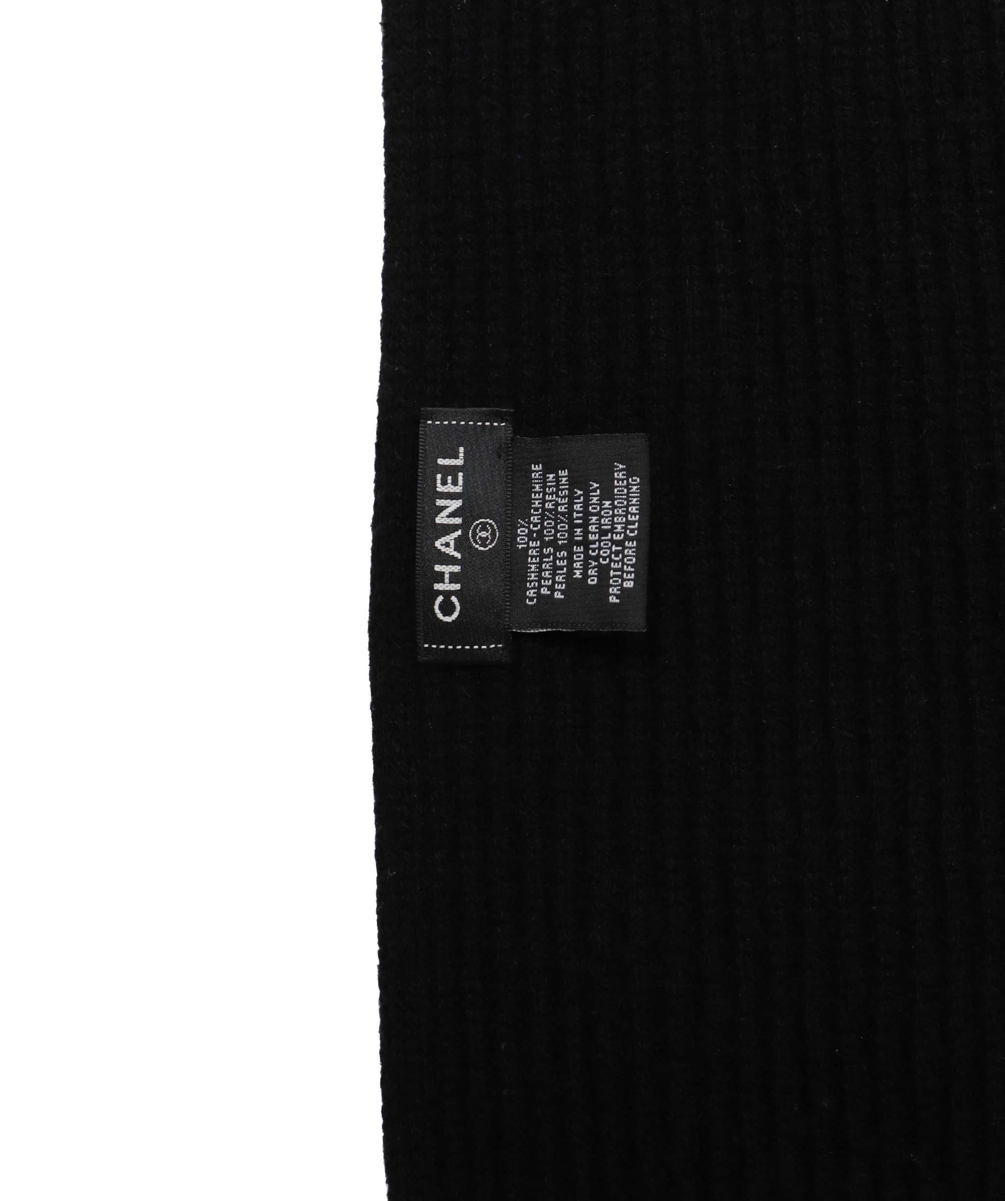 Chanel Chanel Logo Cashmere Knit Scarf Black - DXBS1282