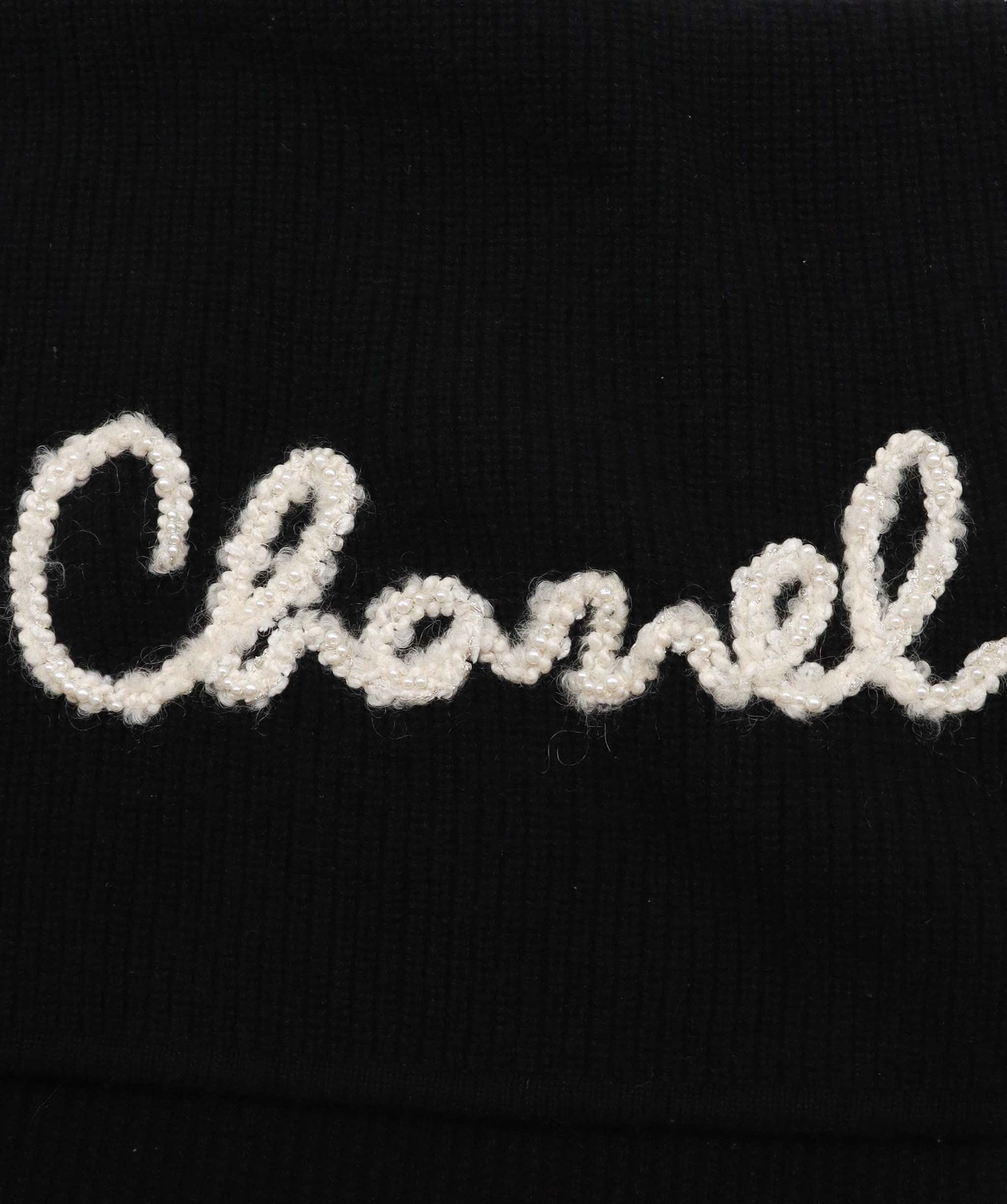 Chanel Chanel Logo Cashmere Knit Scarf Black - DXBS1282