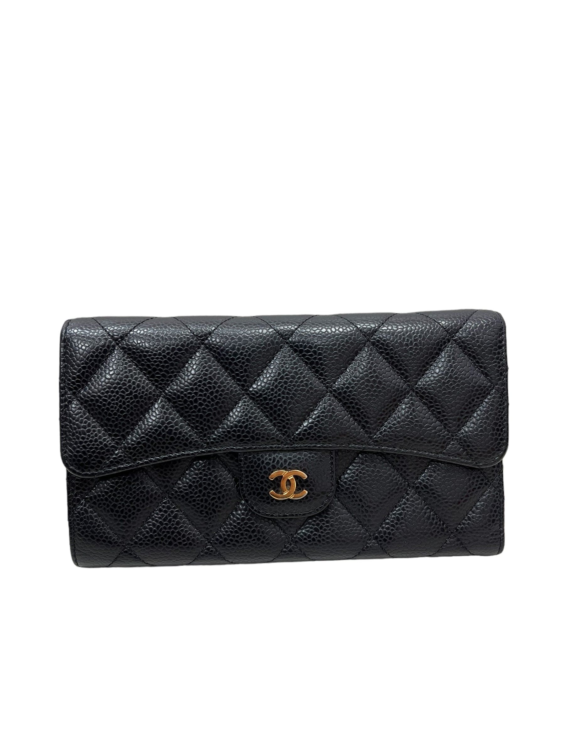 Chanel Chanel Long Wallet Black Caviar GHW #21 SYC1173