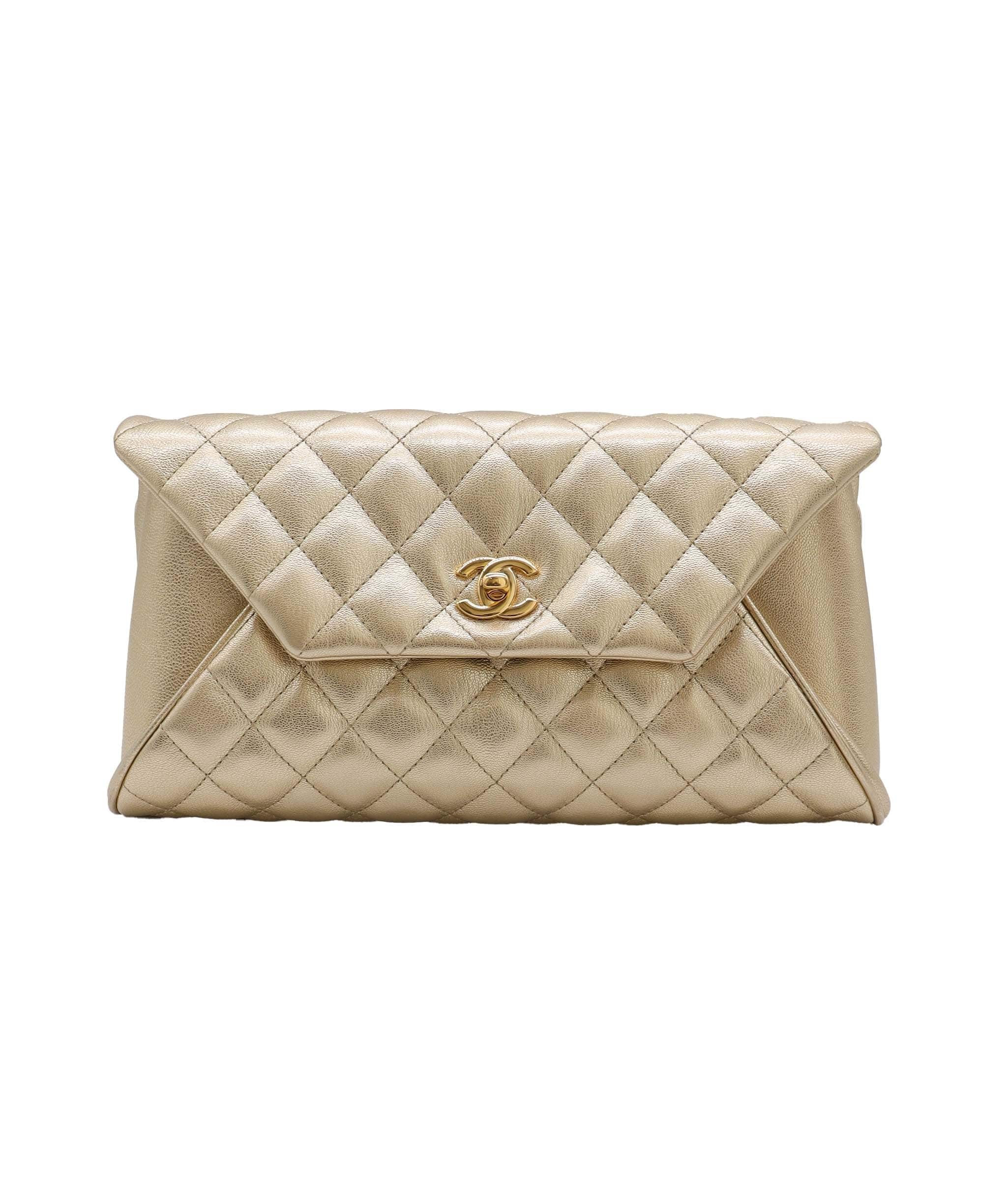 Chanel CHANEL Matelasse Clutch Bag Gold Leather 90248359 DXBS0949