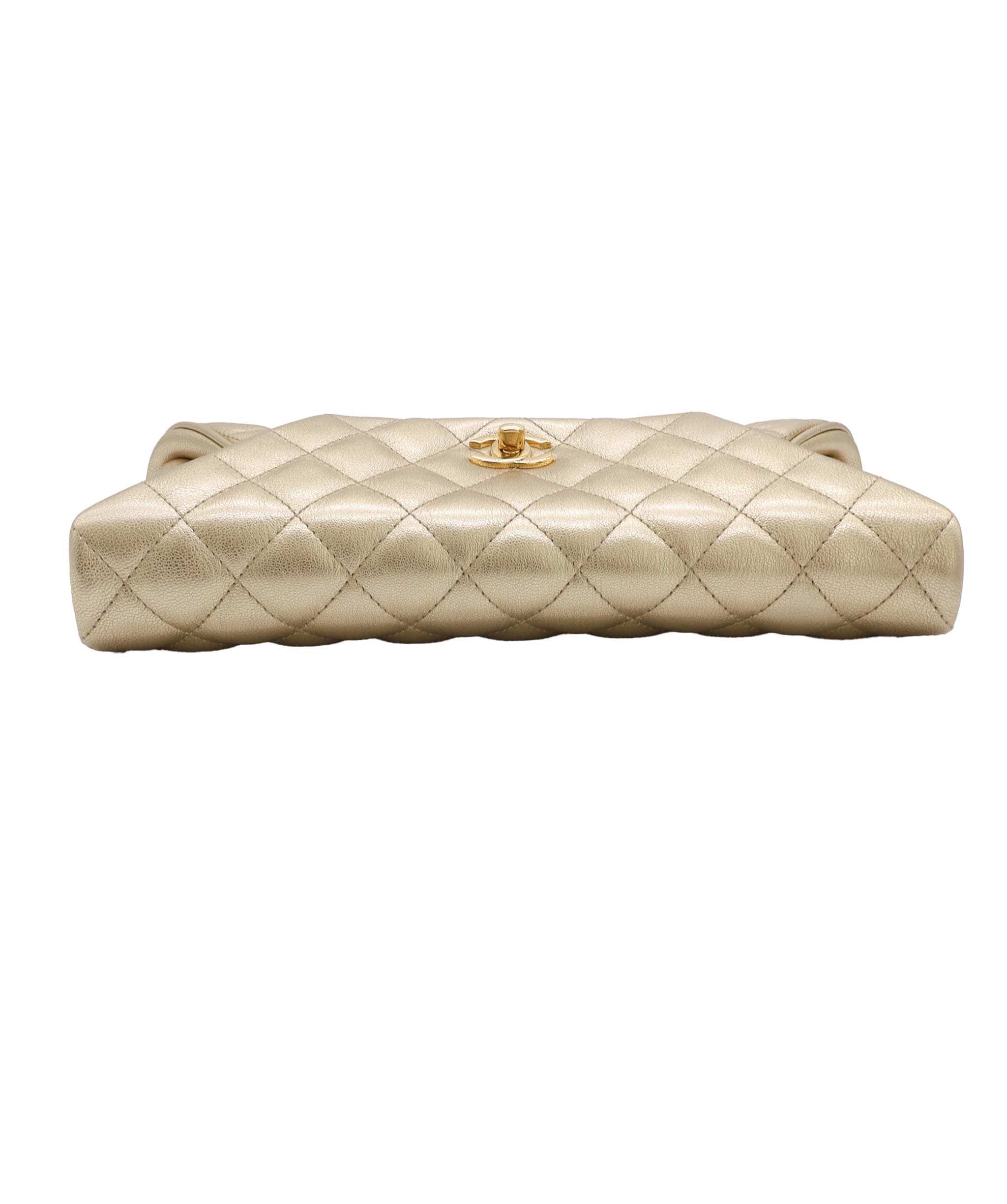 Chanel CHANEL Matelasse Clutch Bag Gold Leather 90248359 DXBS0949