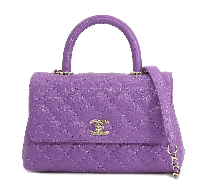 Chanel Chanel Matelasse Hand Shoulder Bag Caviar Skin Leather Purple A92990  LP90194474 ASC2850