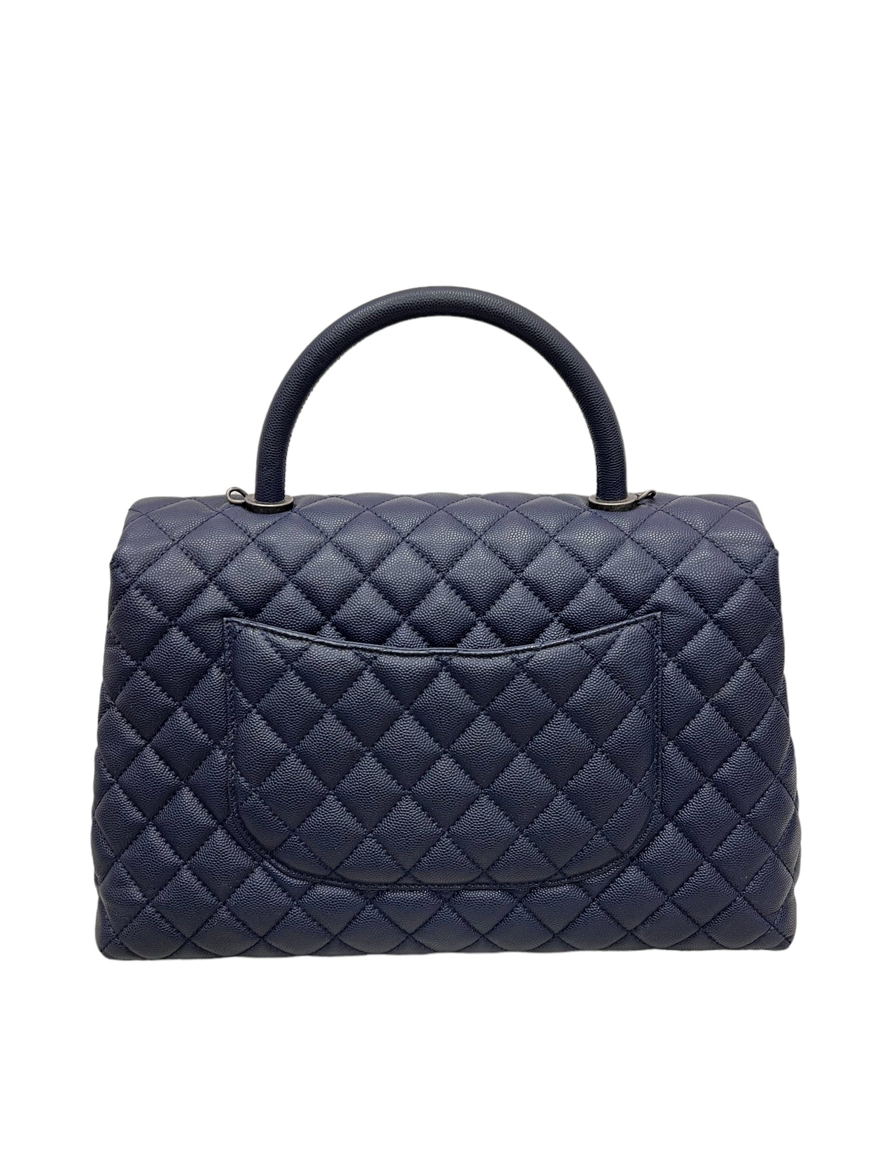 Chanel Chanel Medium Coco Handle Navy Caviar RHW #23 SYC1167