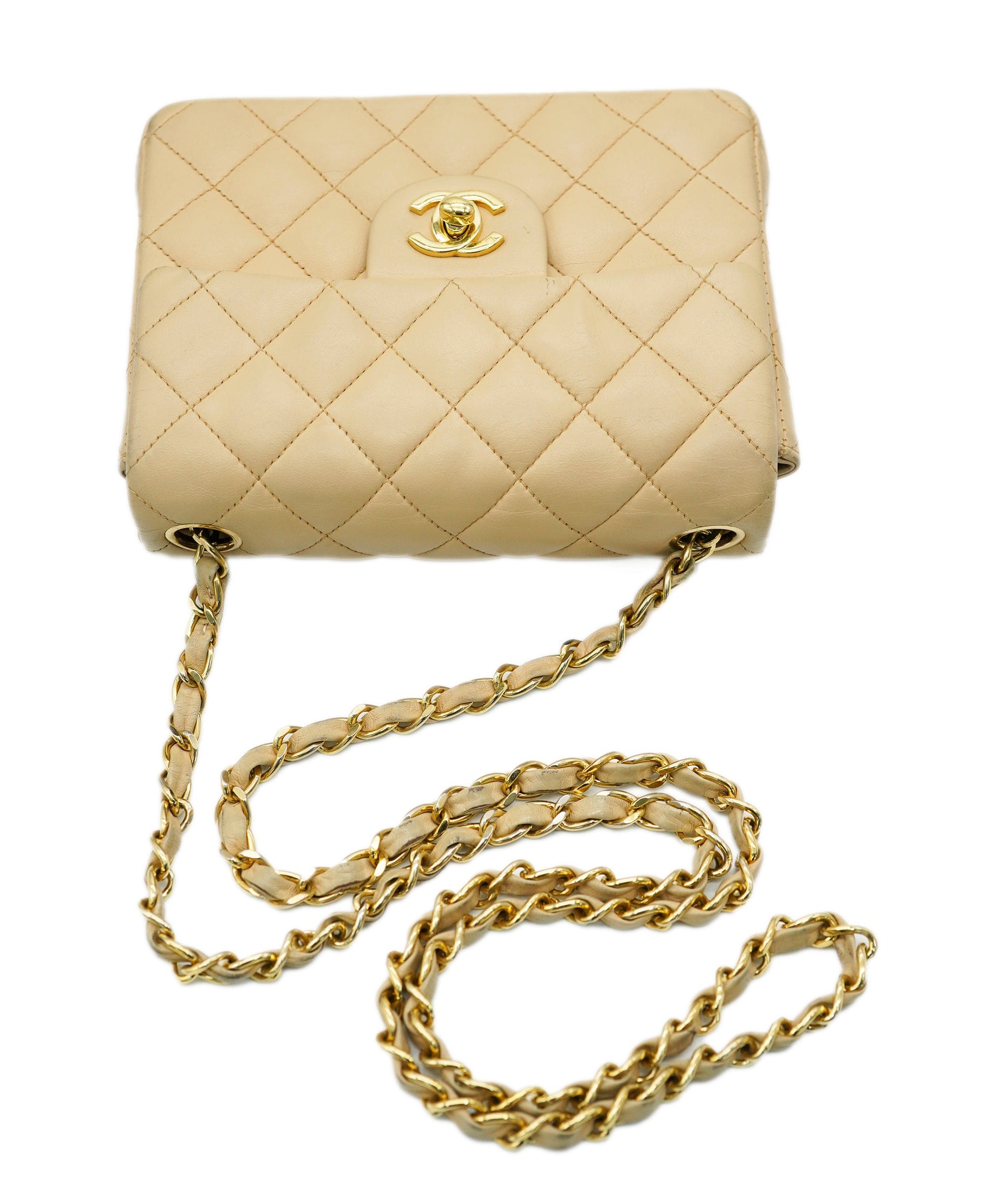 Chanel Chanel Mini Classic Flap Beige GHW REC1728