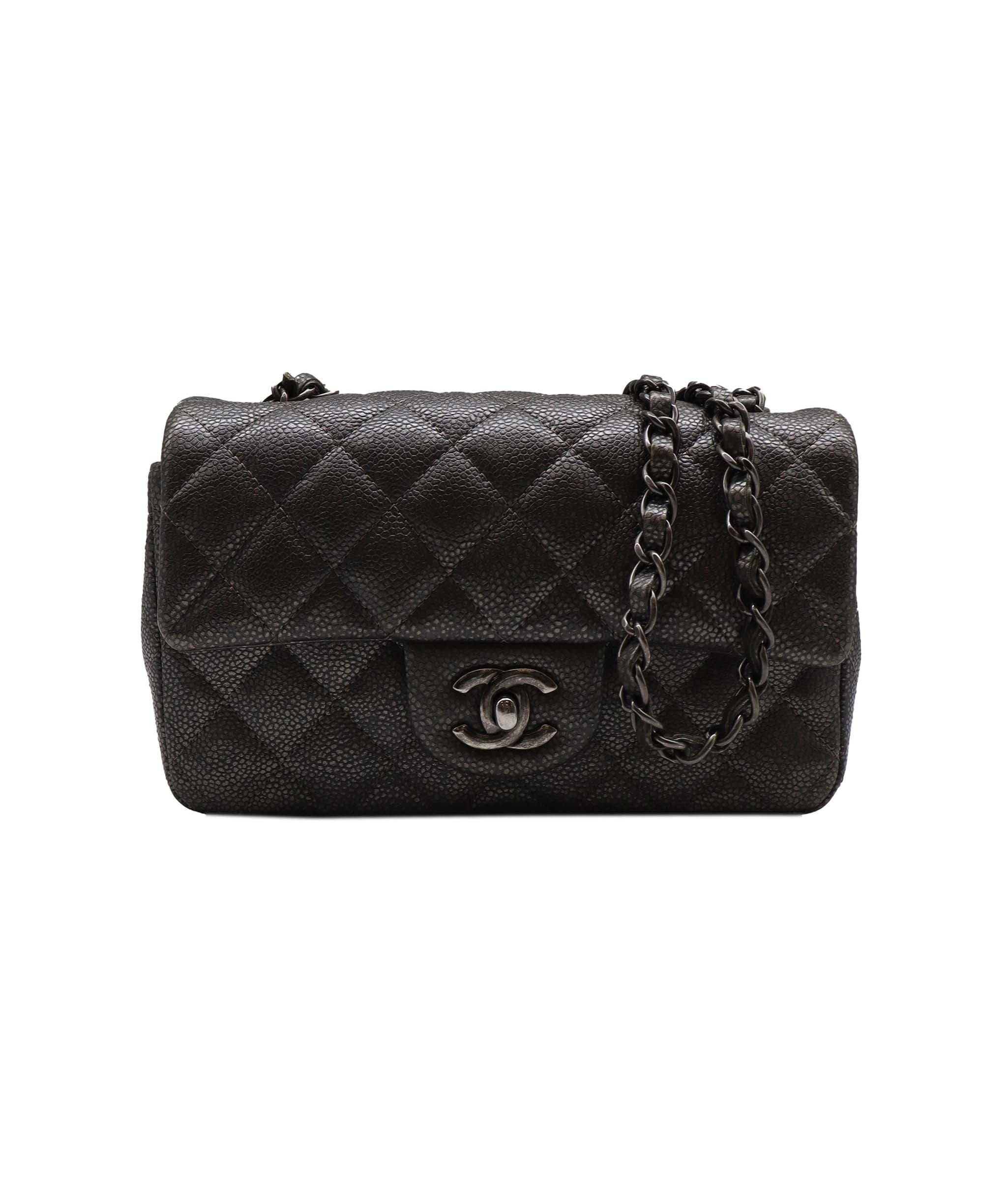 Chanel CHANEL MINI MATELASSE 20 CHAIN SHOULDER METALLIC GRAY CAVIAR SKIN 90232566 90232566