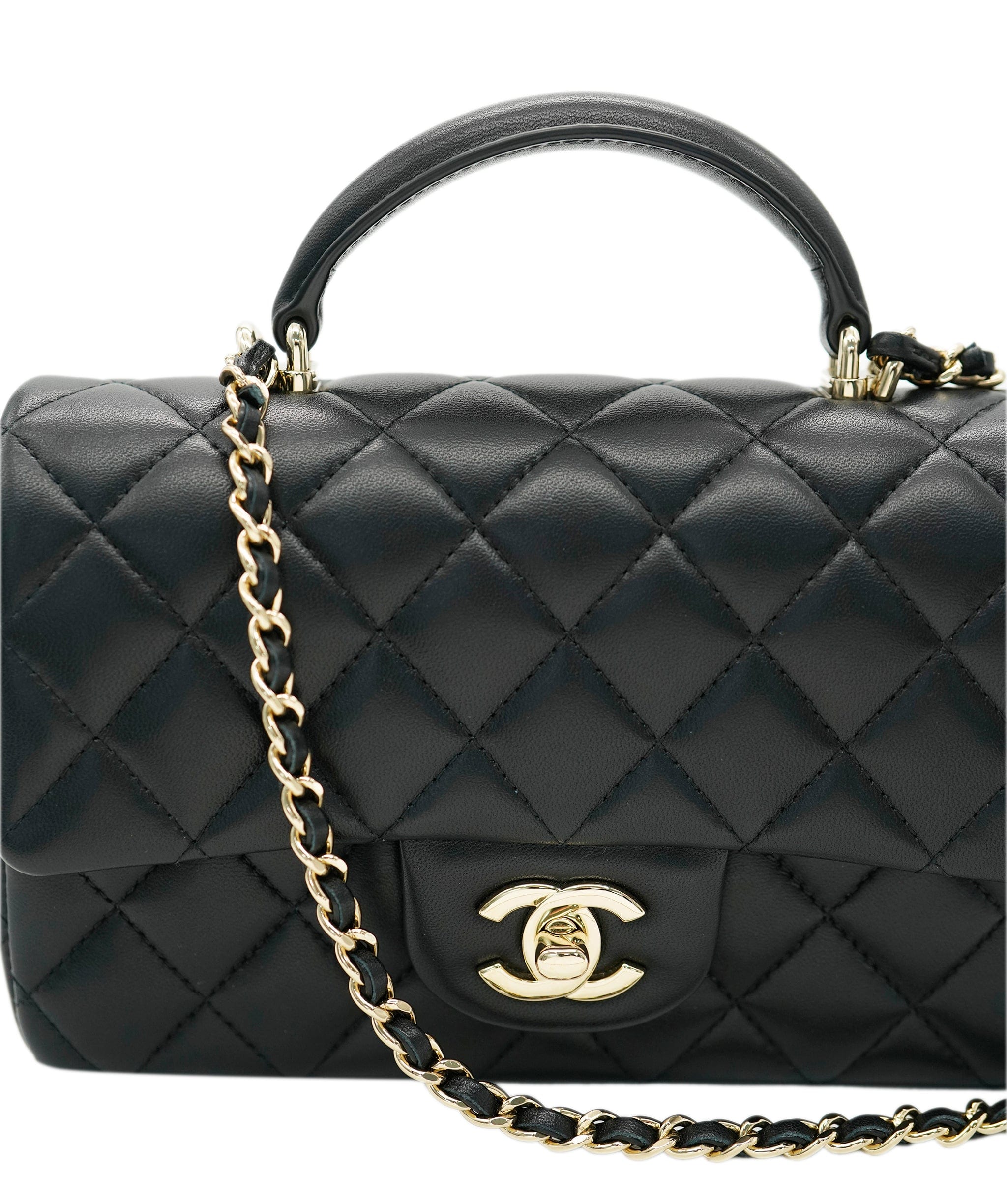 Chanel Chanel Mini Rectangle Black Champagne gold Hardware ALL0729