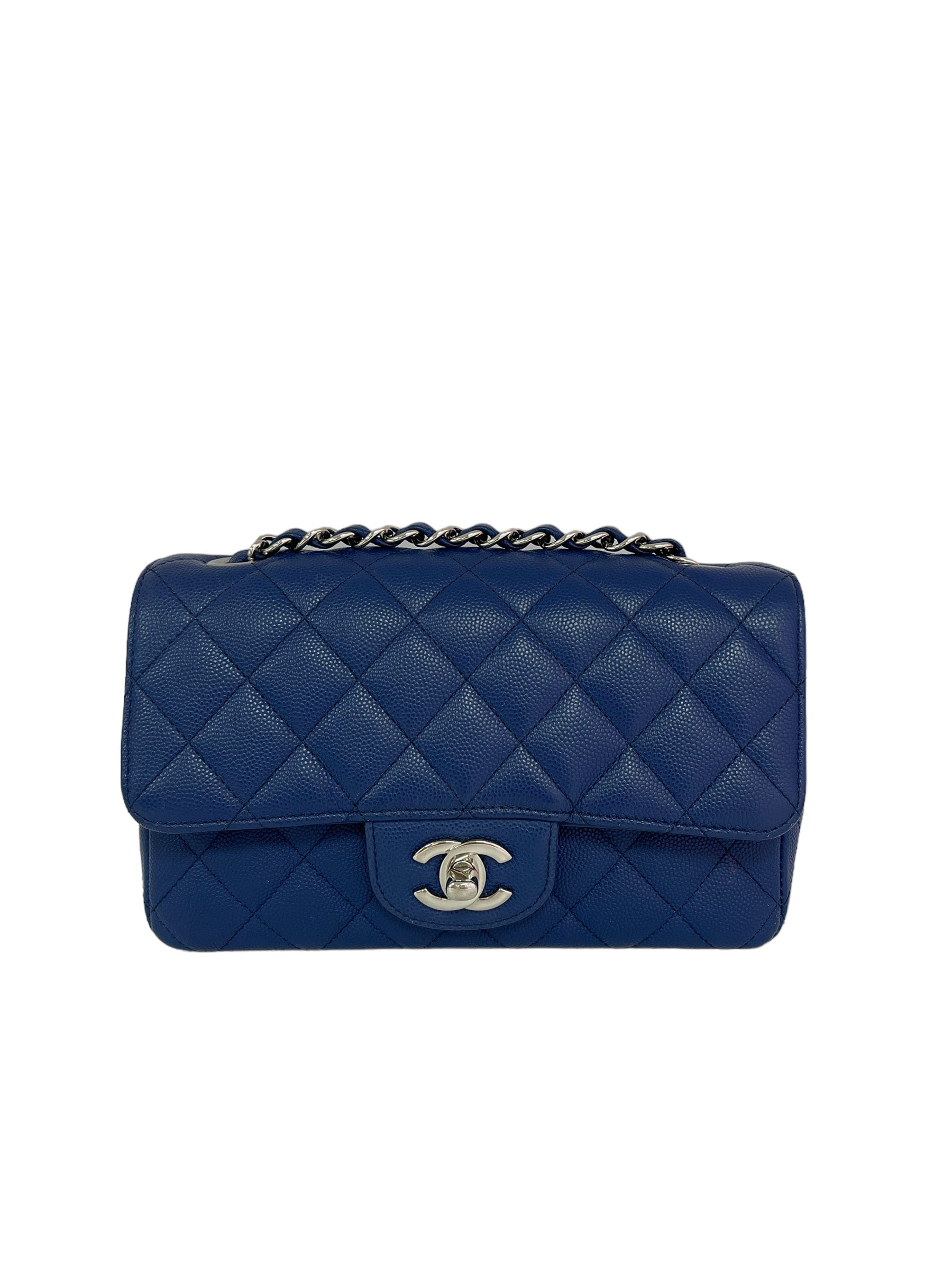 Chanel Chanel Mini Rectangle Blue Caviar SHW #25 SKC1328