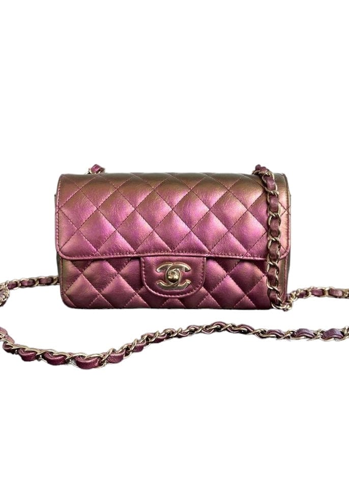 Chanel Chanel Mini Rectangle Iridiscent Purple Calfskin LGHW #30 SKCY013