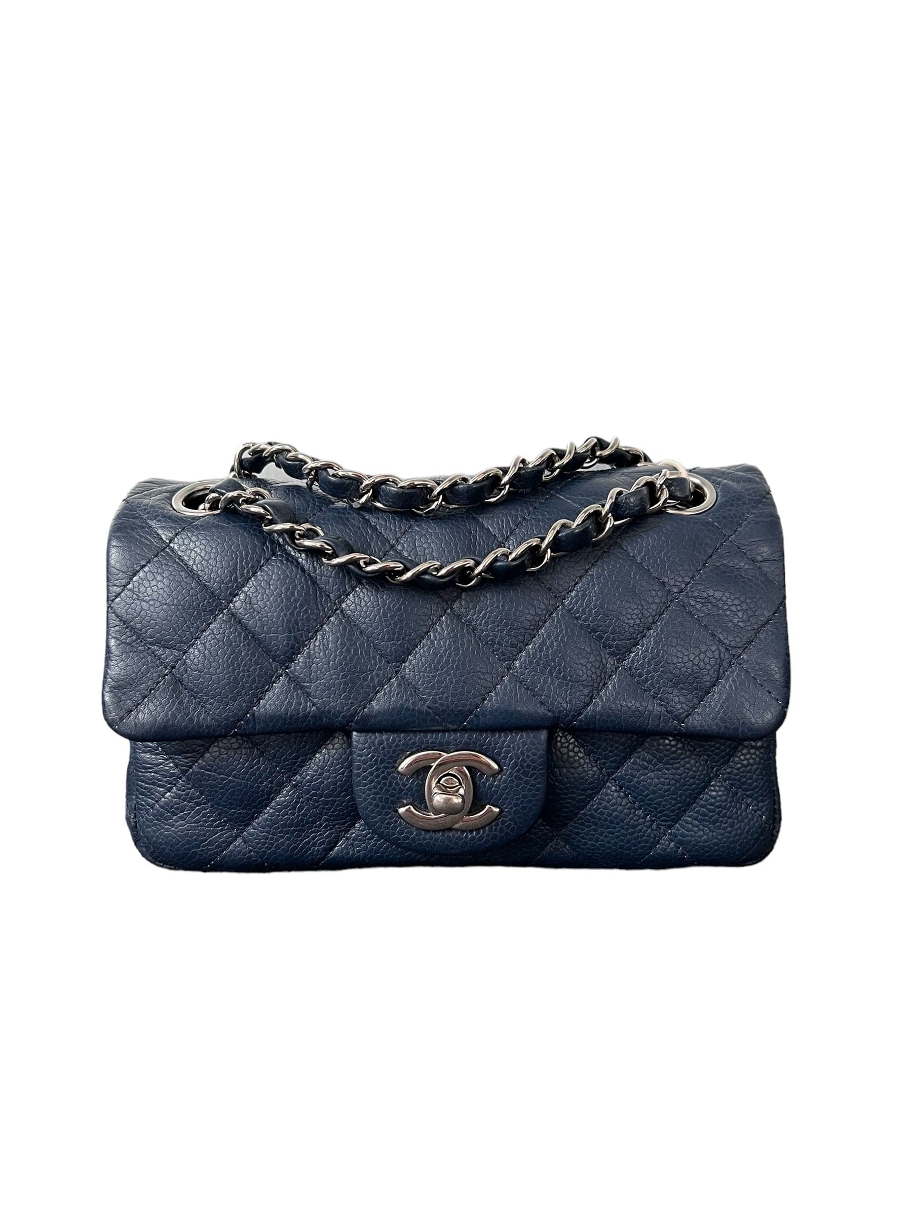 Chanel Chanel Mini Rectangle Navy Blue Caviar PHW SYCY207