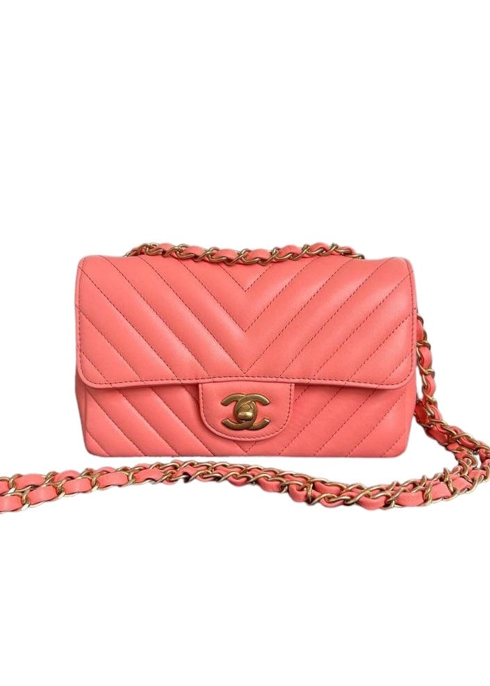 Chanel Chanel Mini Rectangle Pink Chevron Lambskin GHW #27 SKCY012