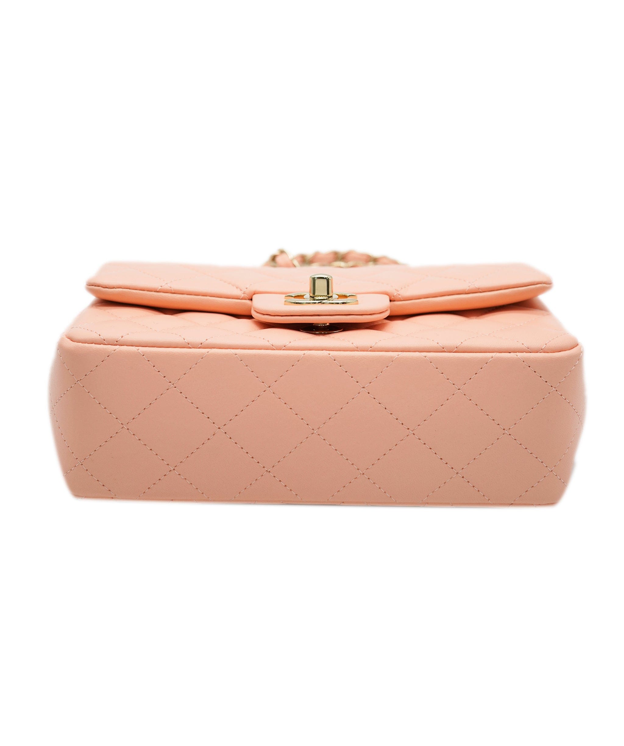 Chanel Chanel mini rectangular pink classic flap with champagne gold hardware - AJC0655