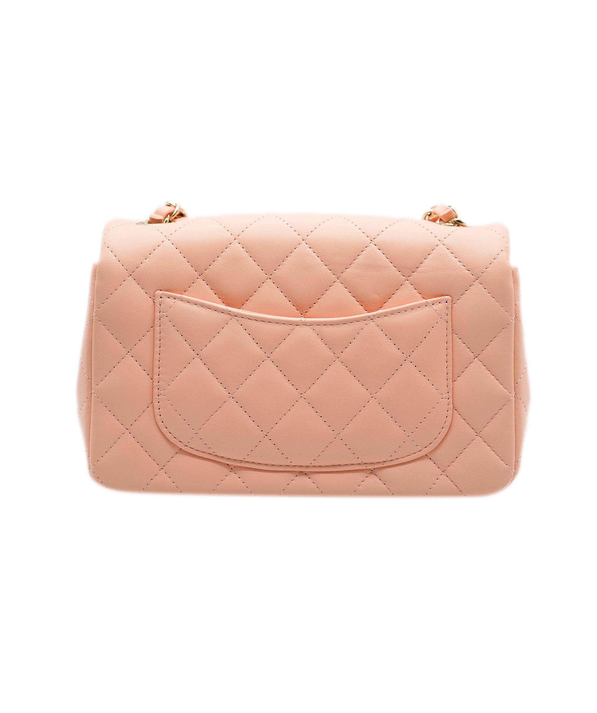 Chanel Chanel mini rectangular pink classic flap with champagne gold hardware - AJC0655