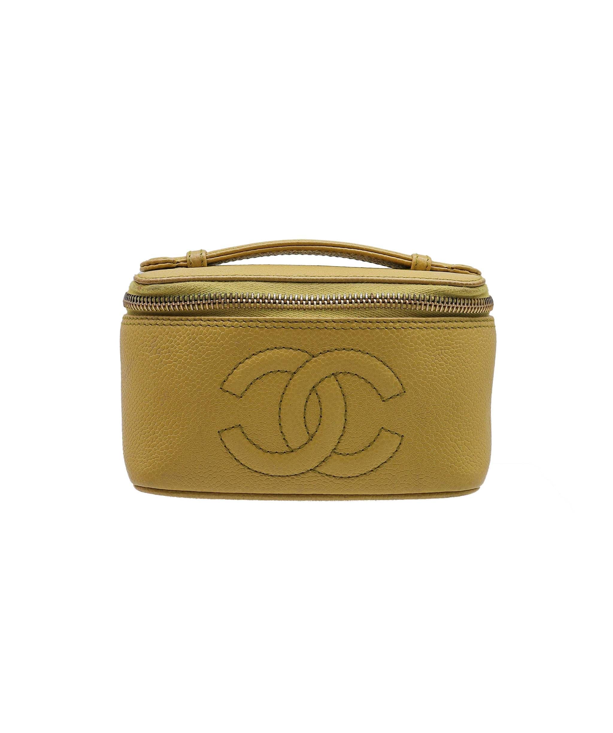 Chanel Chanel Mini Vanity w/ Mirror Caviar Yellow DXBS2363