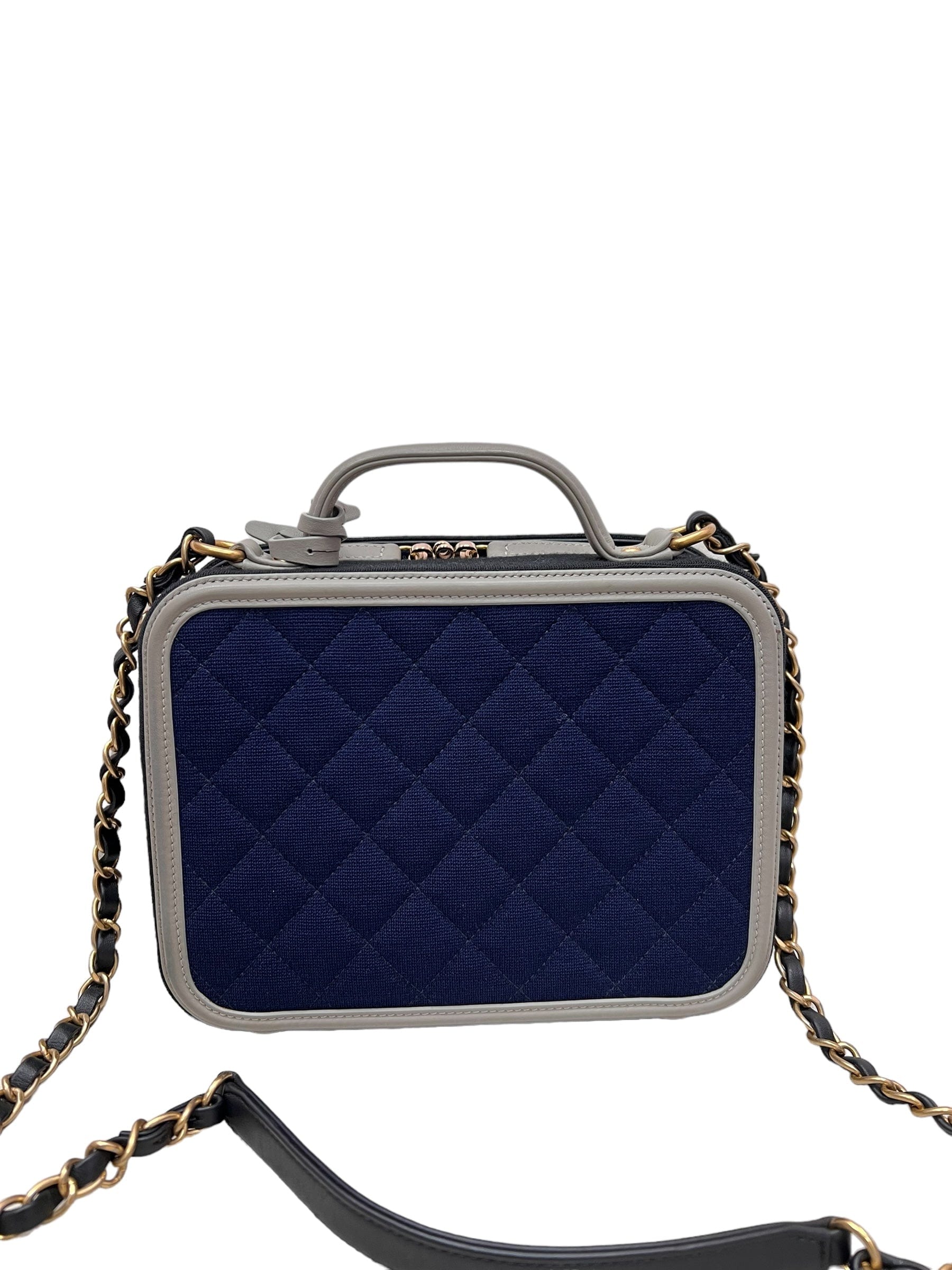 Chanel Chanel Navy Blue/Grey Medium Filigree Vanity GHW SYL1129