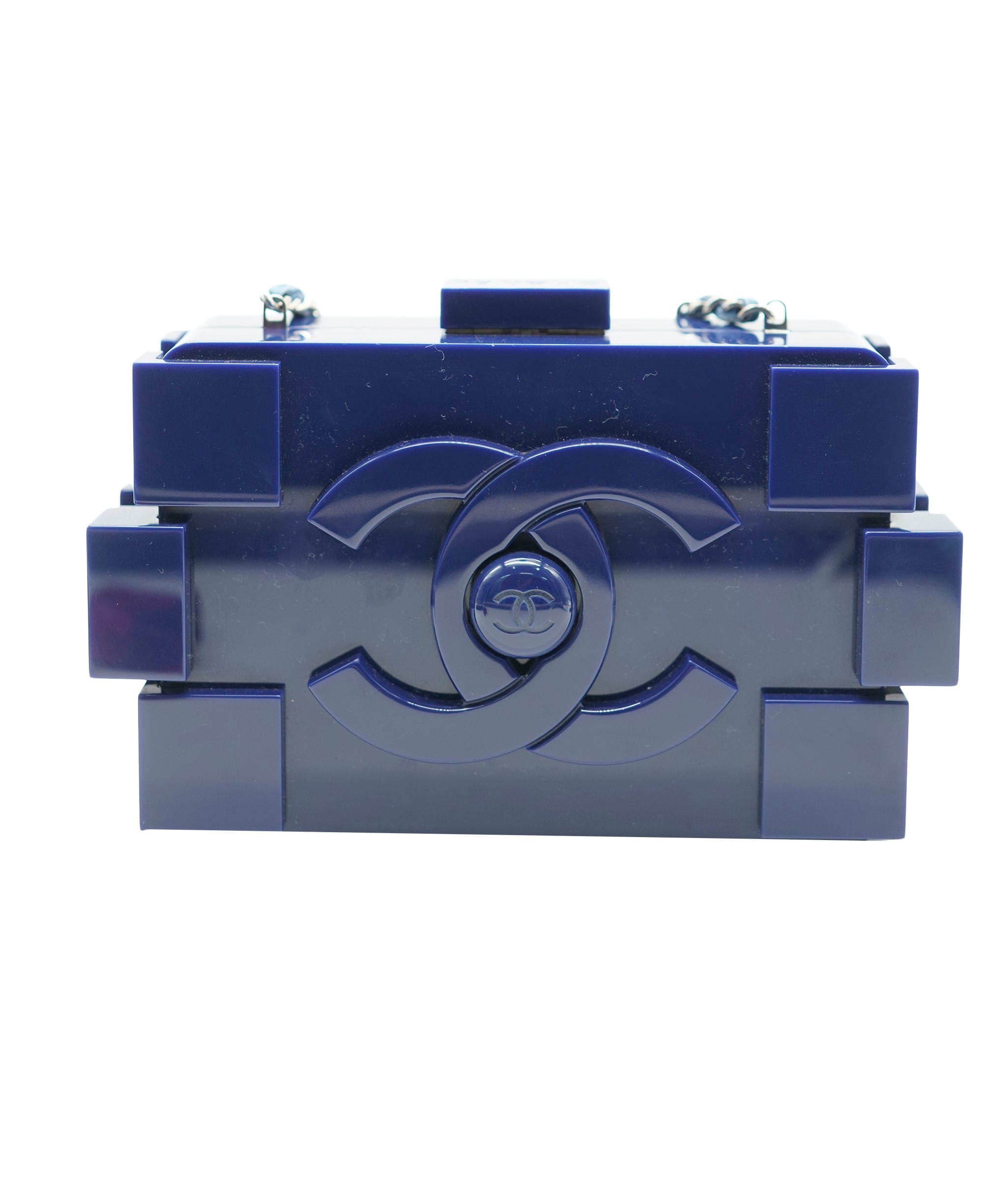 Chanel Chanel Navy Blue Plexiglass Boy Brick Lego Clutch AVL1444