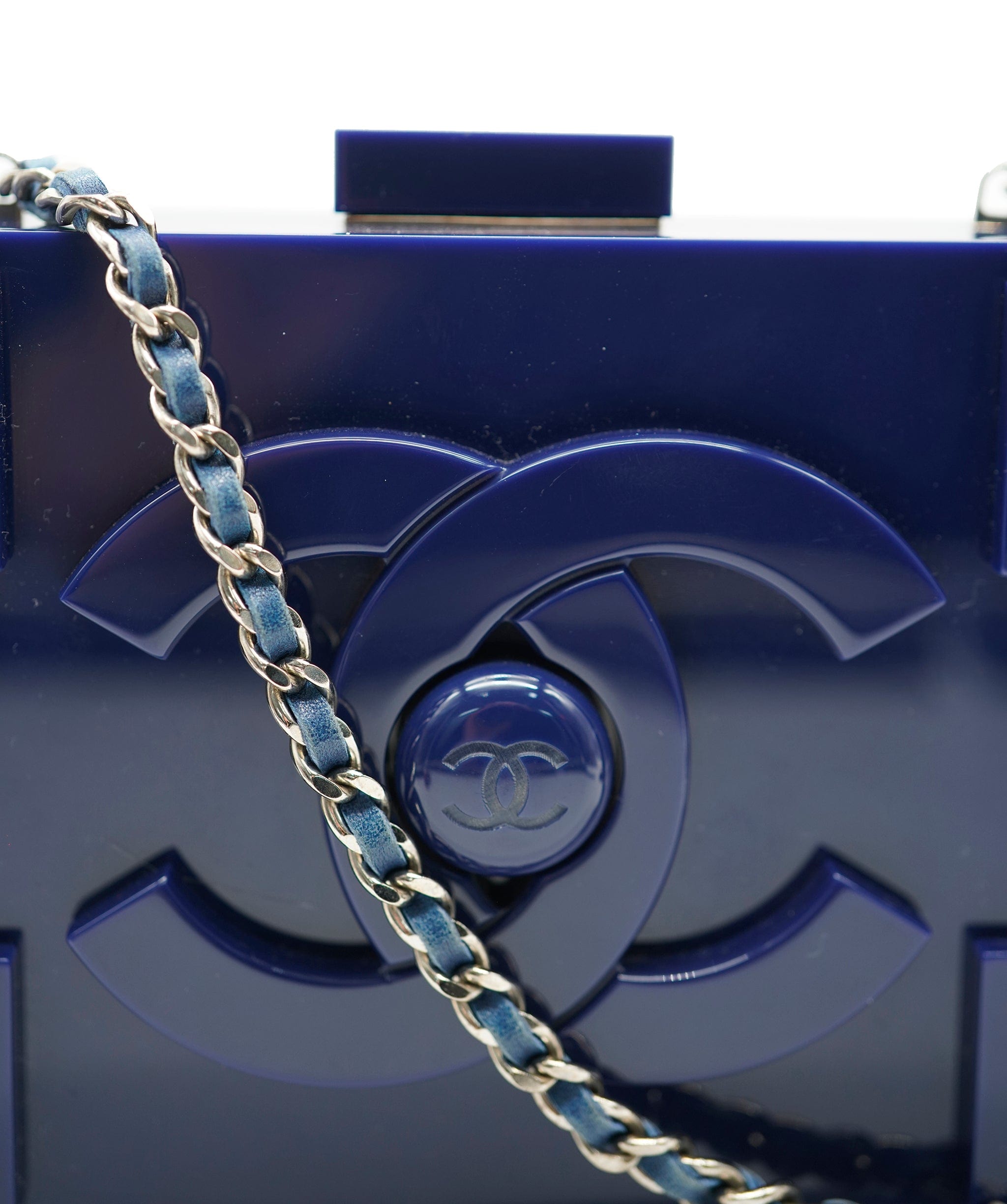 Chanel Chanel Navy Blue Plexiglass Boy Brick Lego Clutch AVL1444