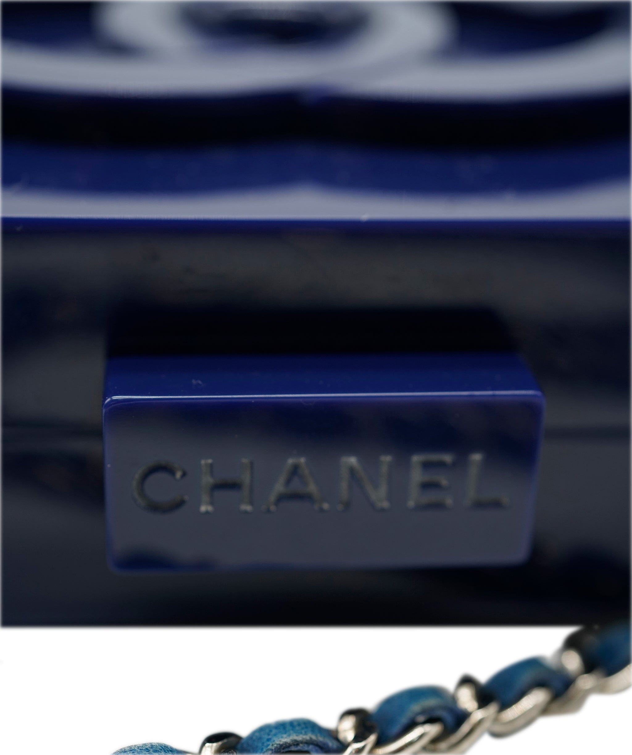 Chanel Chanel Navy Blue Plexiglass Boy Brick Lego Clutch AVL1444